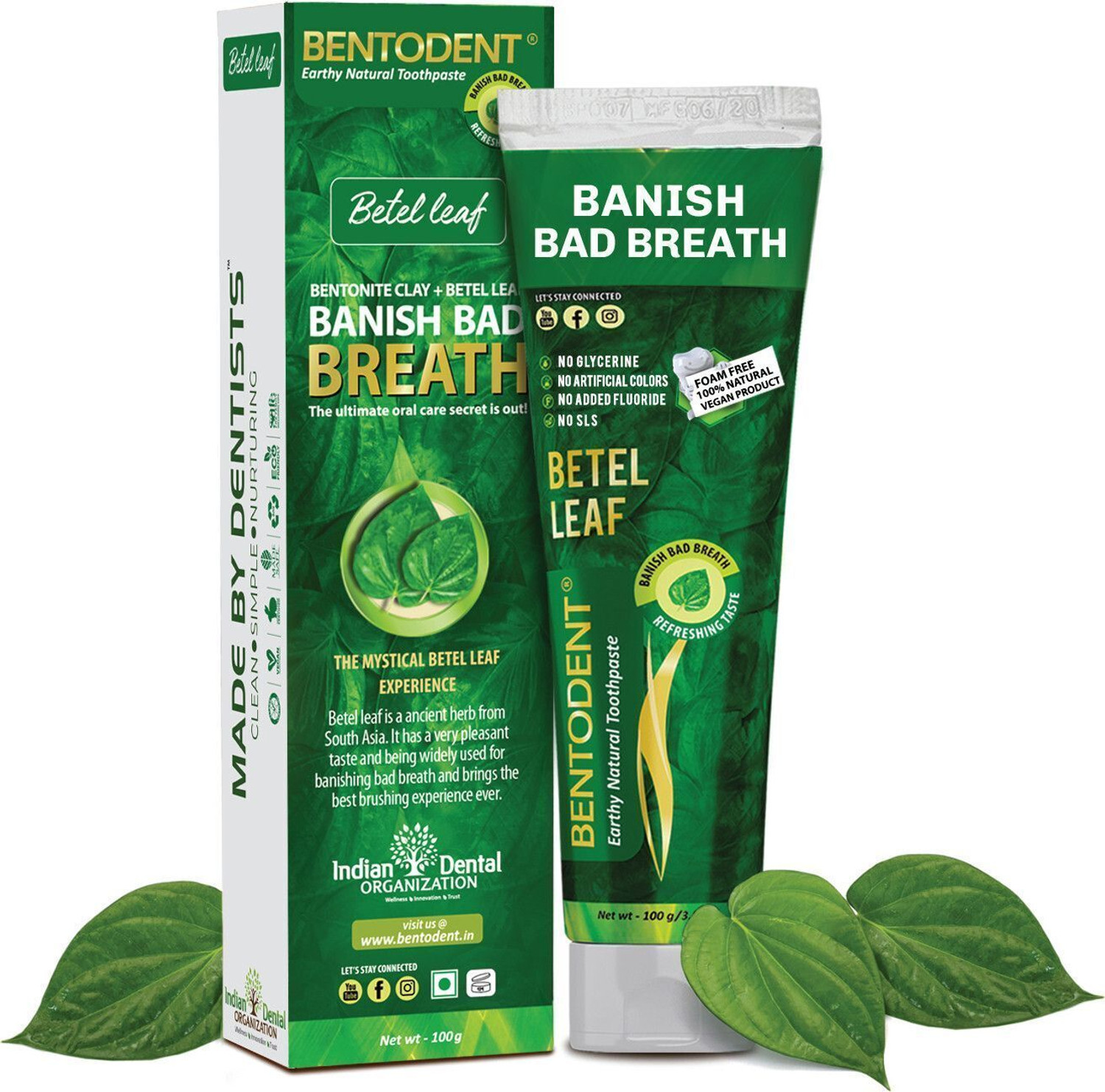 Image of bentodent Premium Mint Natural Pack of 4 Toothpaste (400 g, Pack of 4)