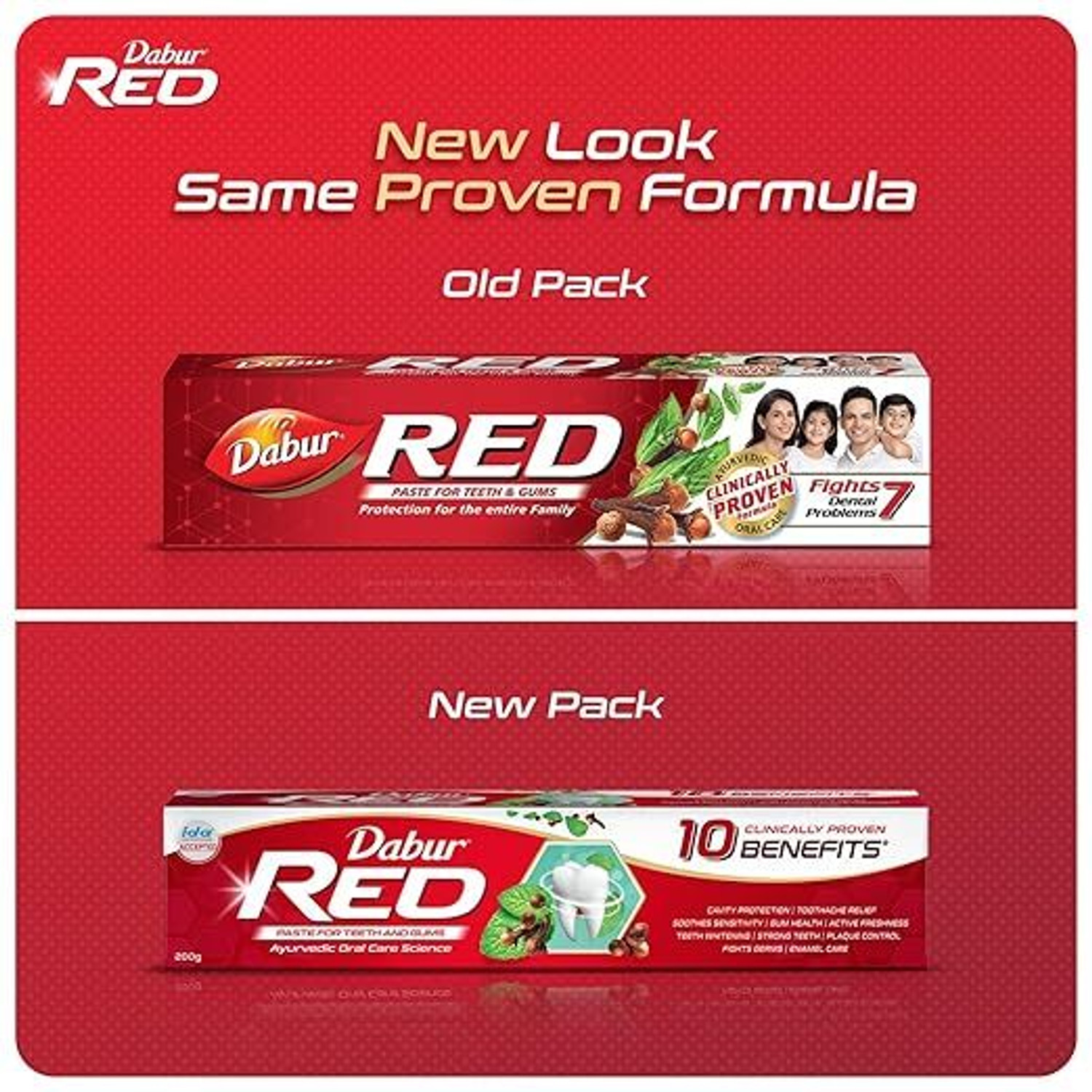 Image of Dabur Red Toothpaste - India's No.1 Ayurvedic Paste, Provides Protection Plaque Toothpaste (800 g, Pack of 4)