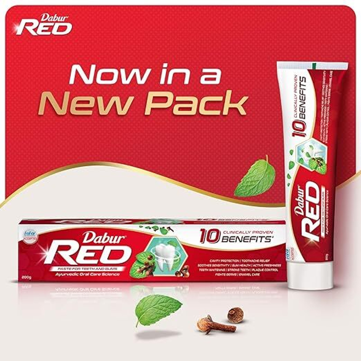 Image of Dabur Red Toothpaste - India's No.1 Ayurvedic Paste, Provides Protection Plaque Toothpaste (800 g, Pack of 4)