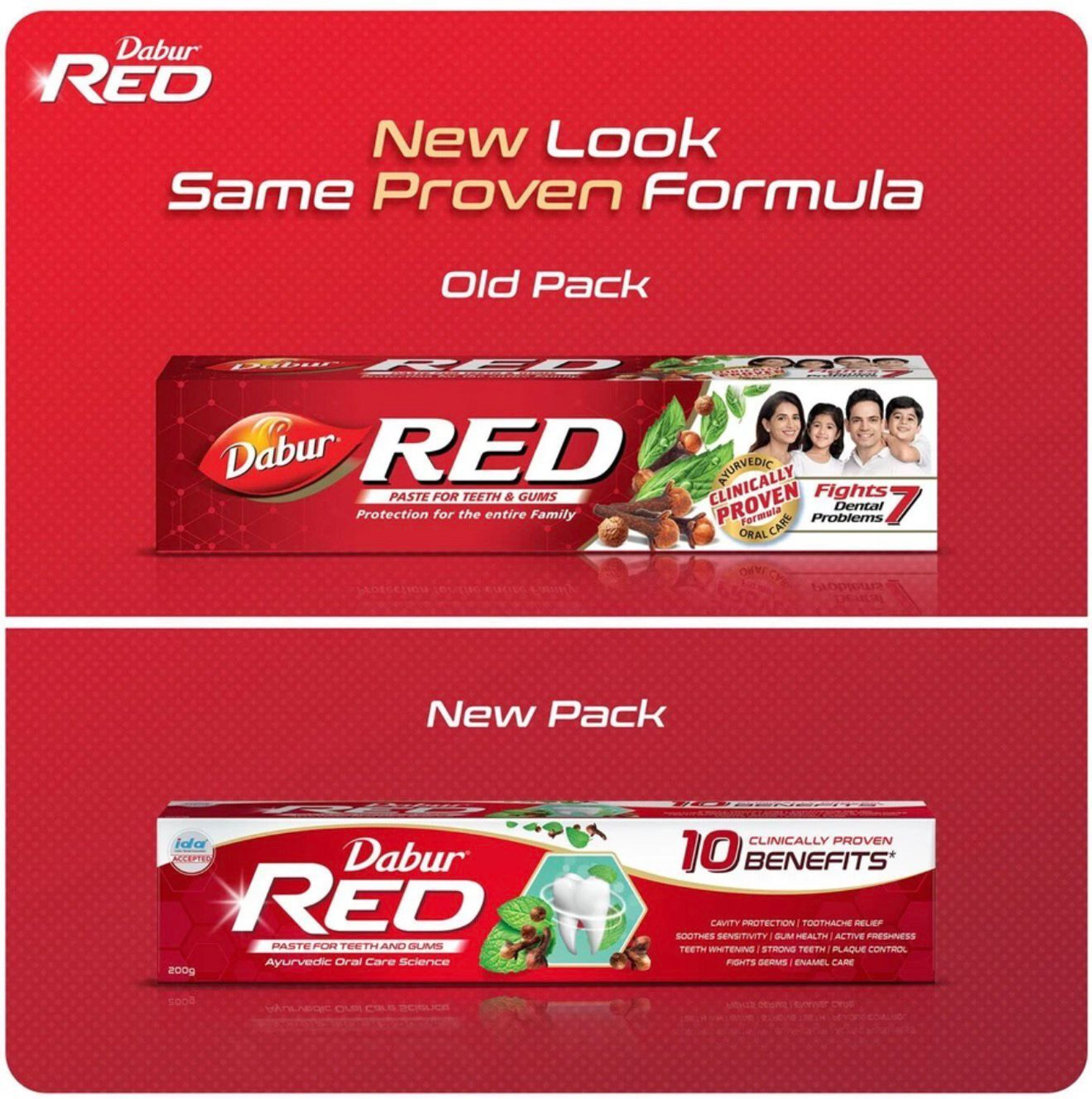 Image of Dabur Red Toothpaste - India's No.1 Ayurvedic Paste, Provides Protection Plaque Toothpaste (800 g, Pack of 4)
