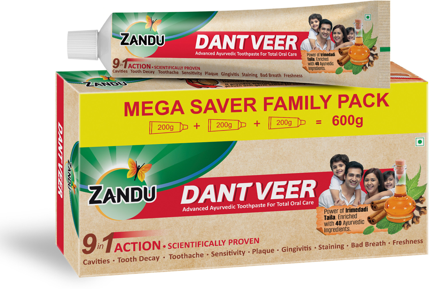 ZANDU Dantveer Irimedadi Oil 9-in-1 Protection Toothpaste 600 g - Image 6