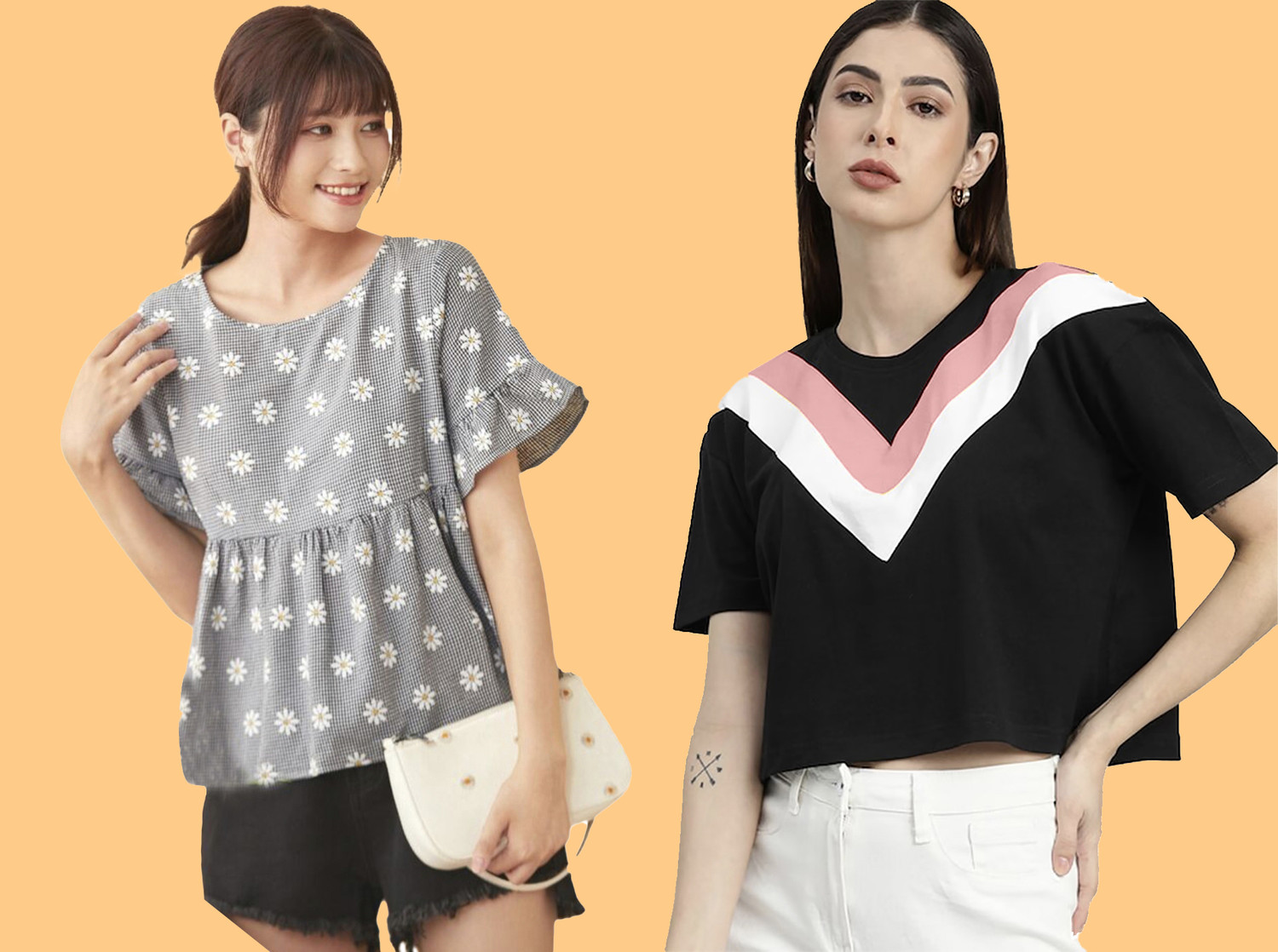 Image of AROD Casual Flared Sleeves Self Design Women Black Top