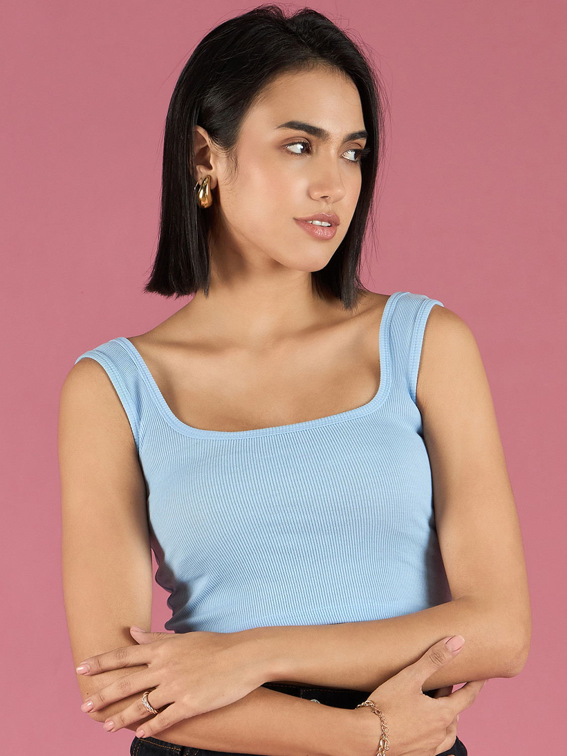 Image of Royal Marque Casual Sleeveless Self Design Women Pink, White Top