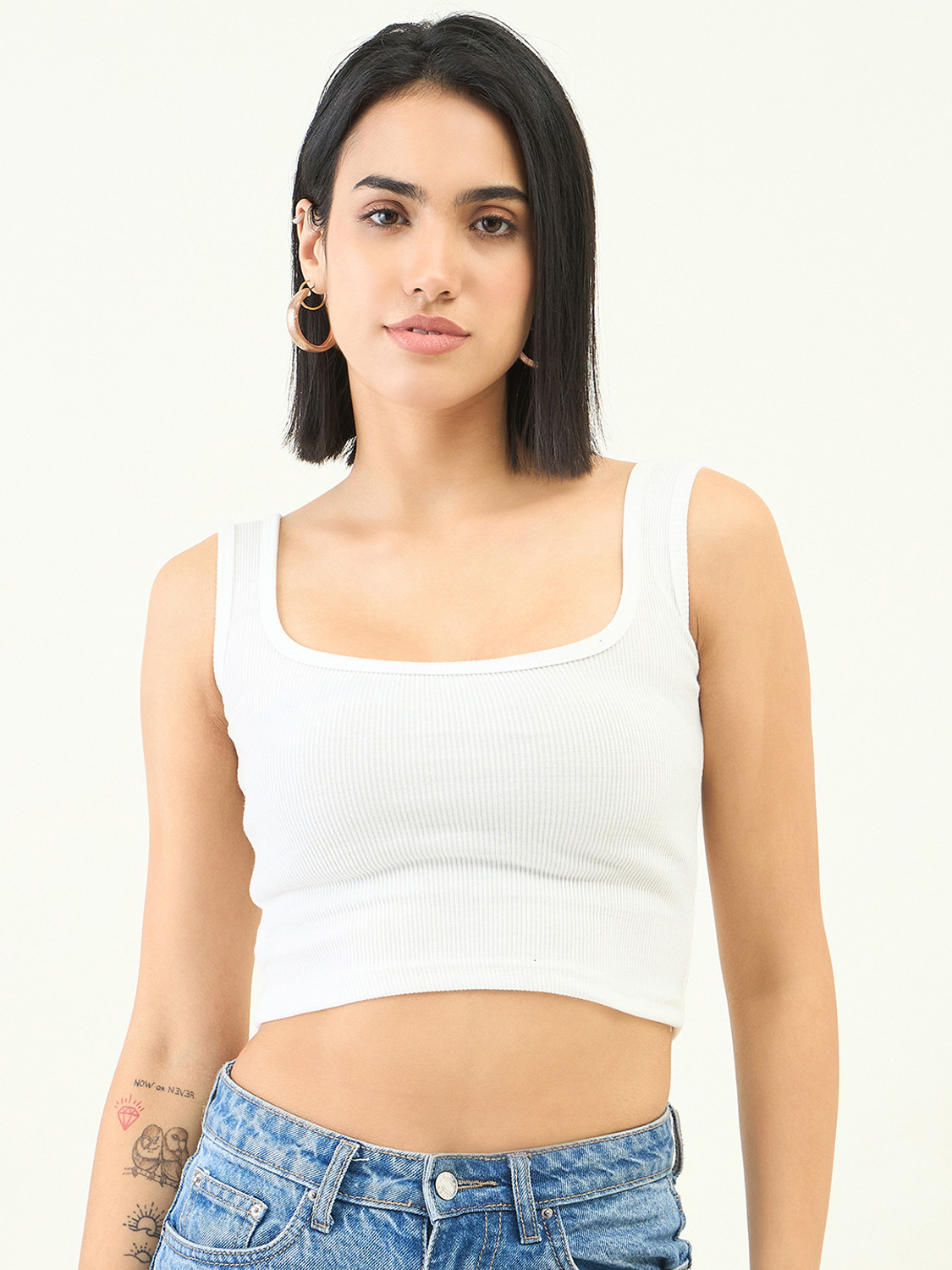 Image of Royal Marque Casual Sleeveless Self Design Women Pink, White Top