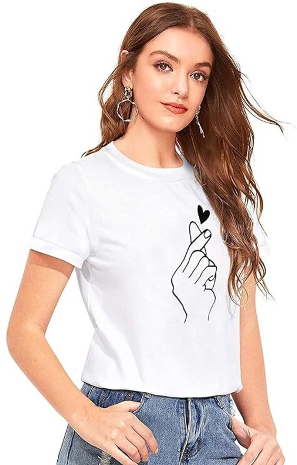 Image of Realglimpse Casual Regular Sleeves Printed Women White Top