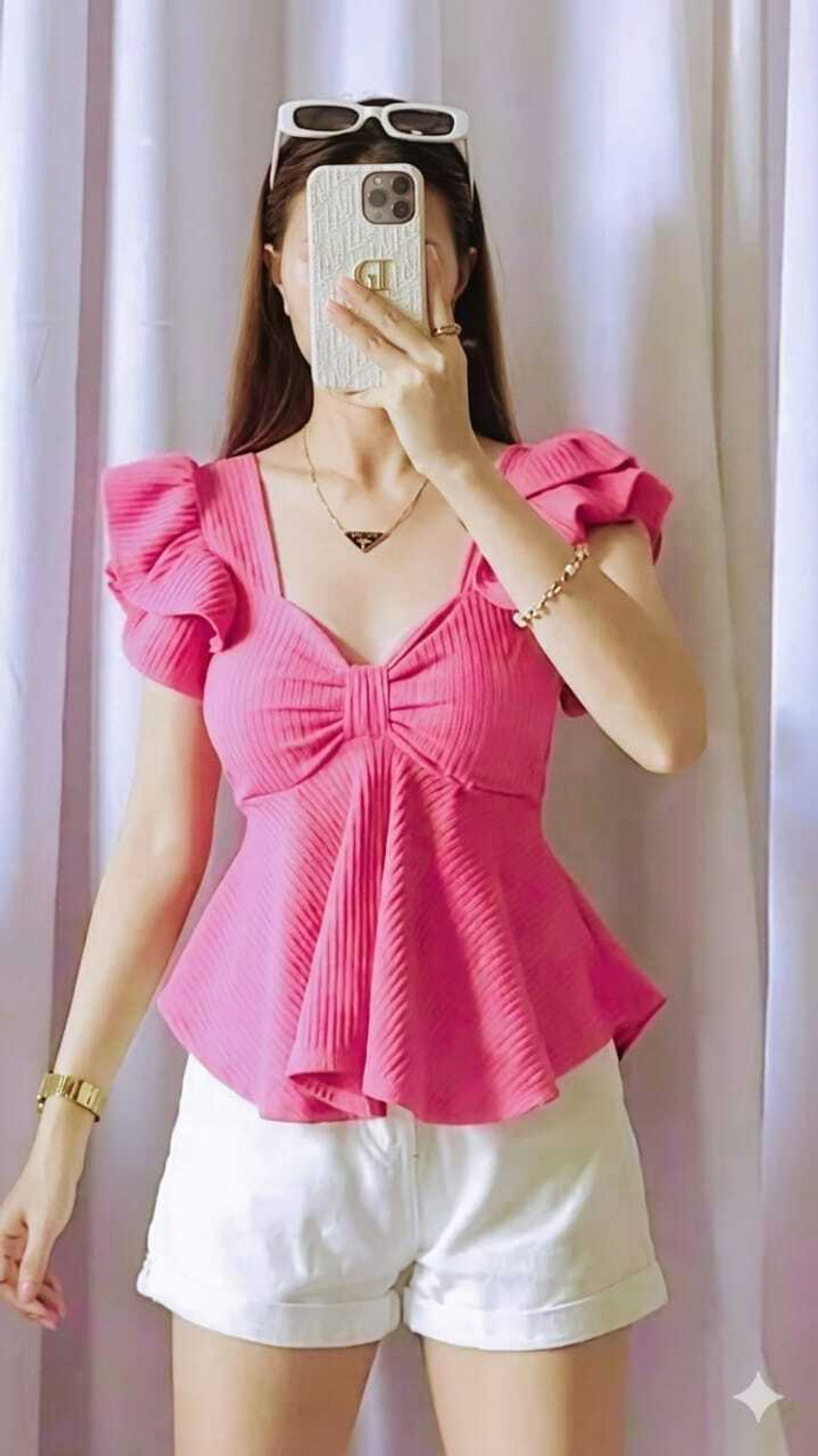 Image of AROD Casual Flared Sleeves Self Design Women Black Top