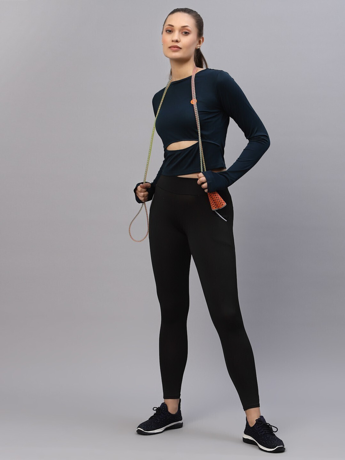 Image of RIGO Casual Regular Sleeves Solid Women Dark Blue Top