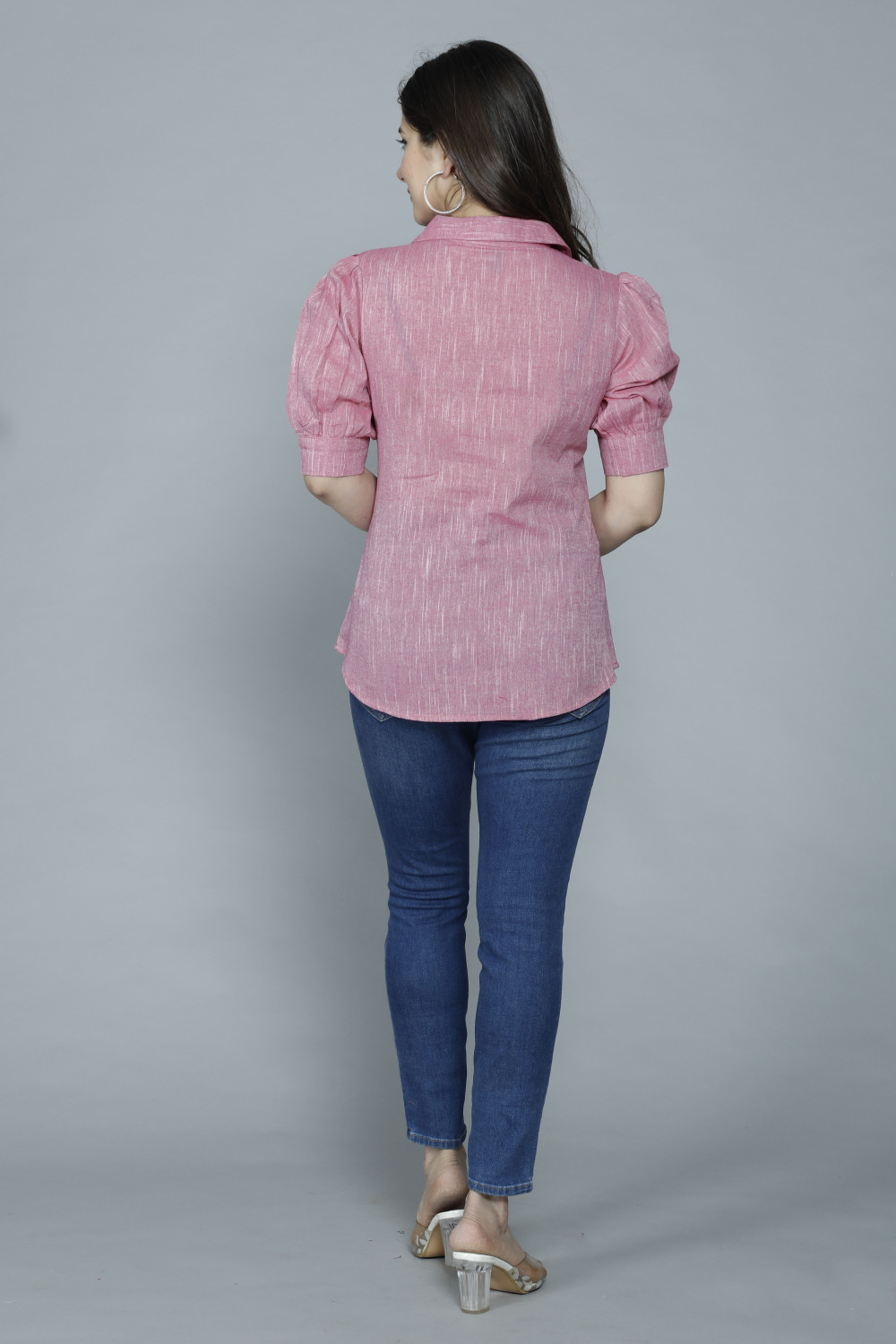 Image of THAWAR JI Casual Regular Sleeves Solid Women Pink Top