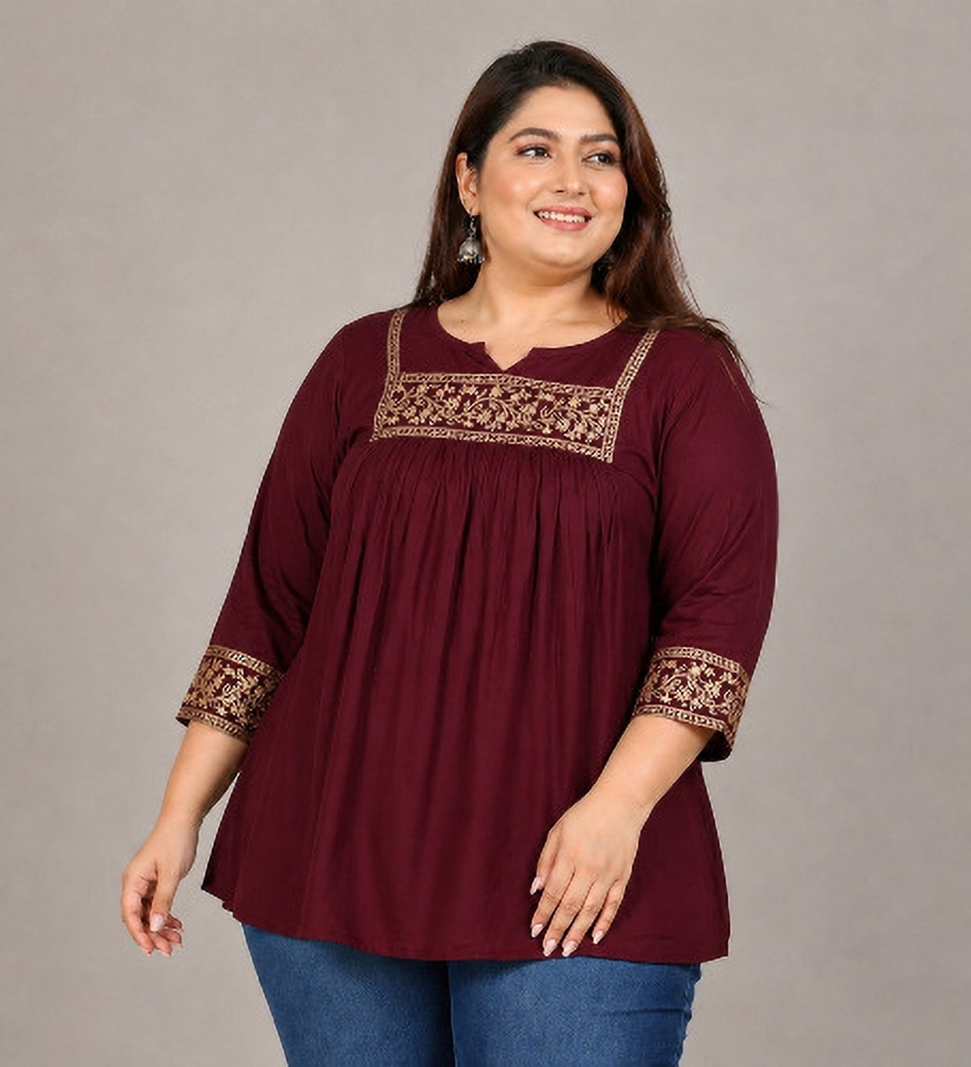 Image of FebQ Casual Roll Up Sleeves Printed Women Black Top