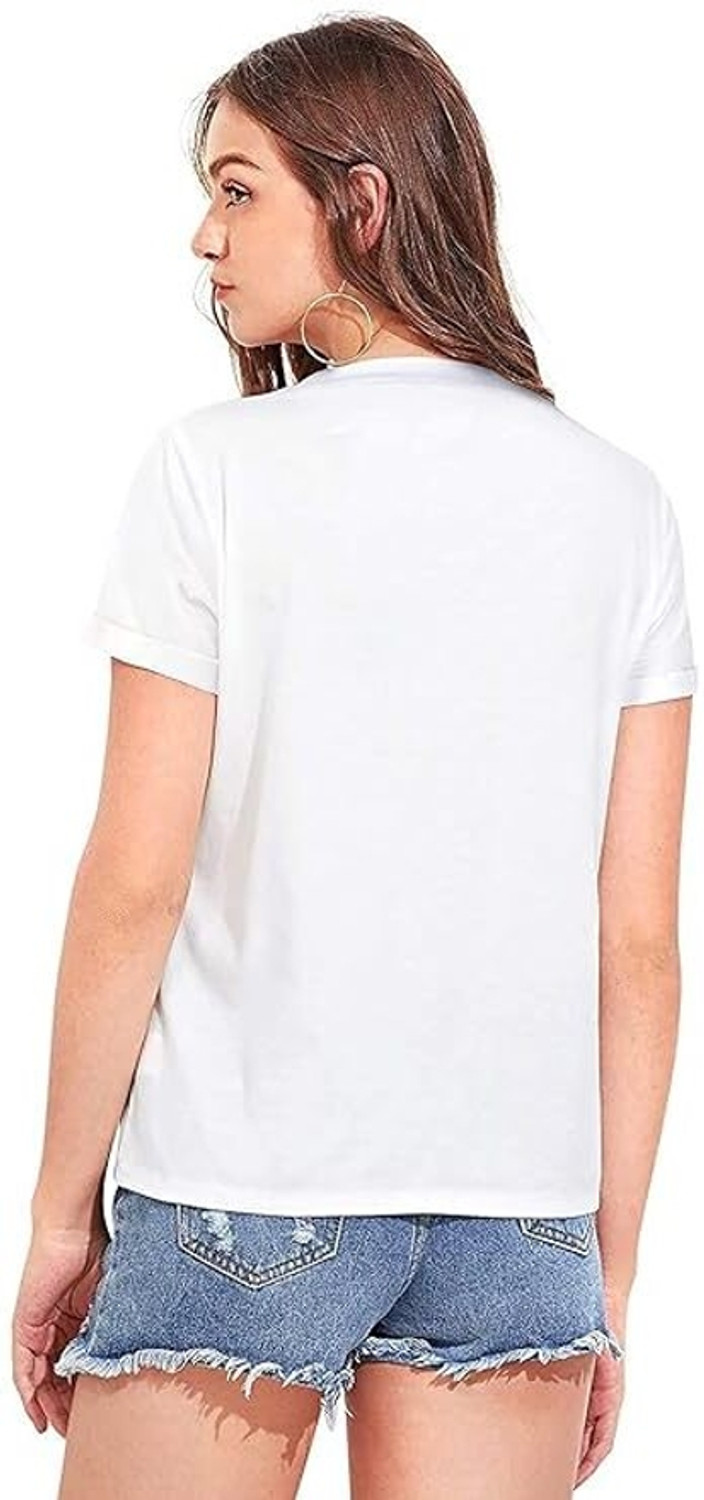 Image of Realglimpse Casual Regular Sleeves Printed Women White Top