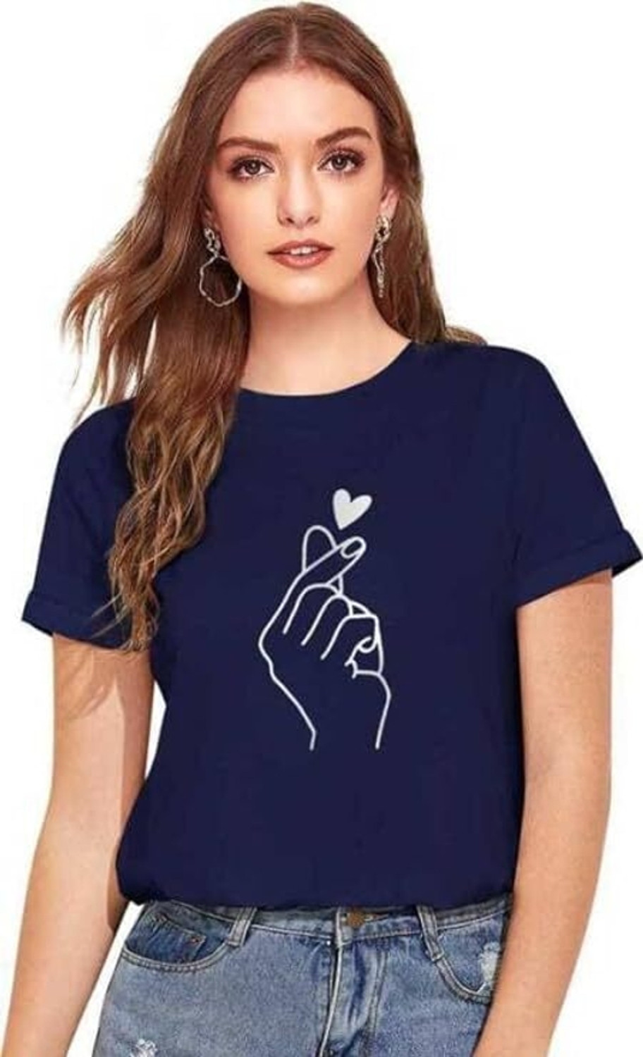 Image of Realglimpse Casual Regular Sleeves Printed Women Blue Top