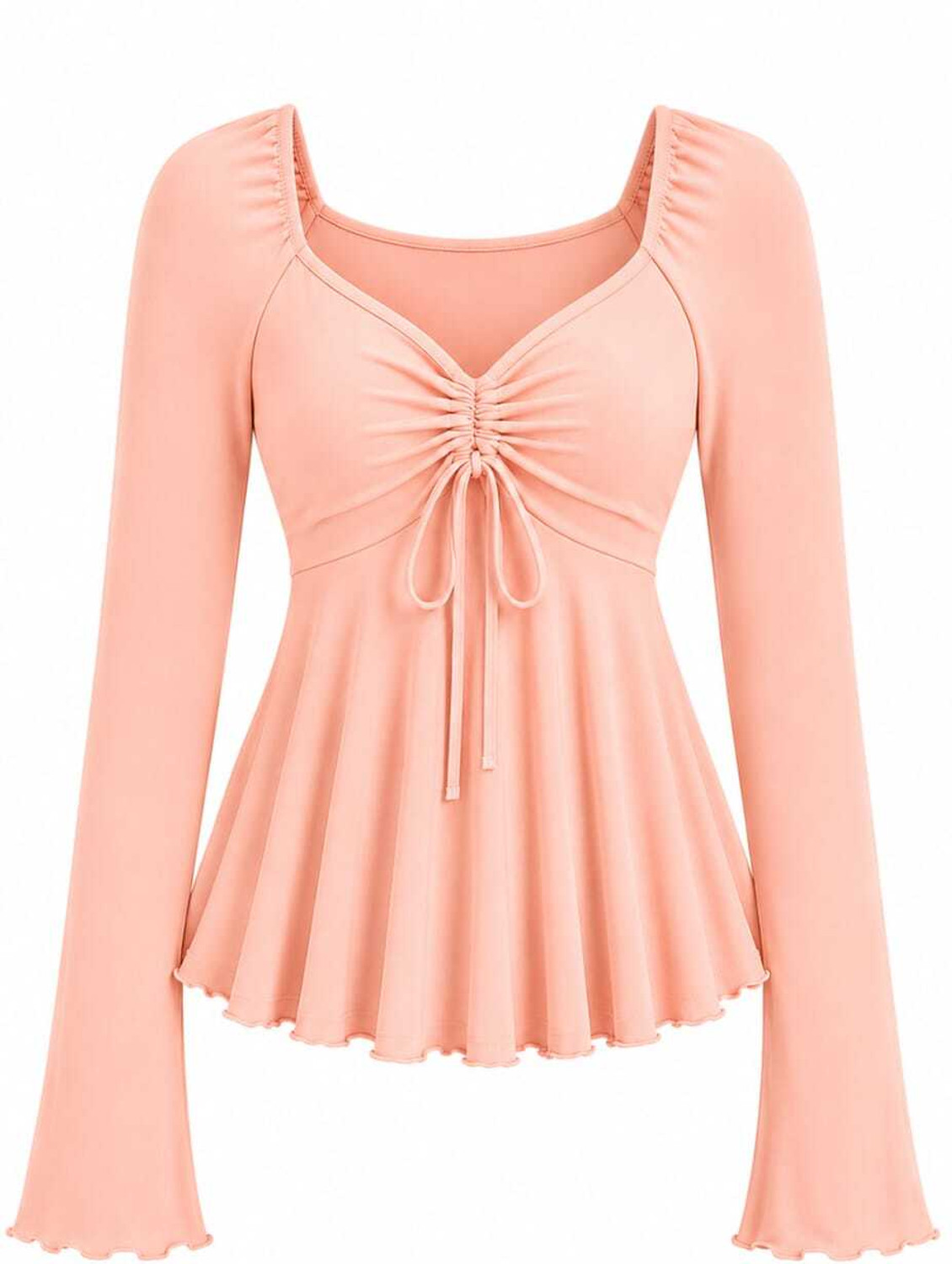 Image of Newaryanexports Casual Bell Sleeves Solid Women Beige Top