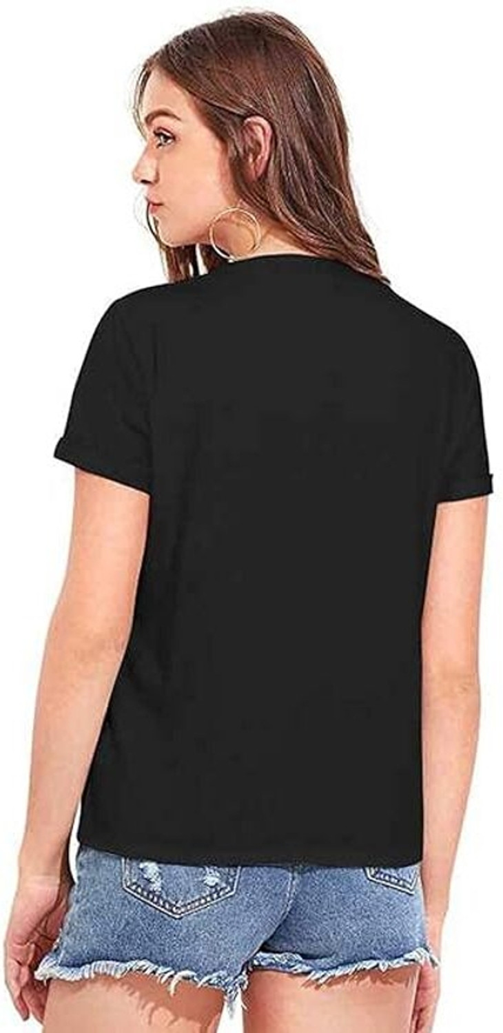 Image of Realglimpse Casual Regular Sleeves Printed Women Black Top