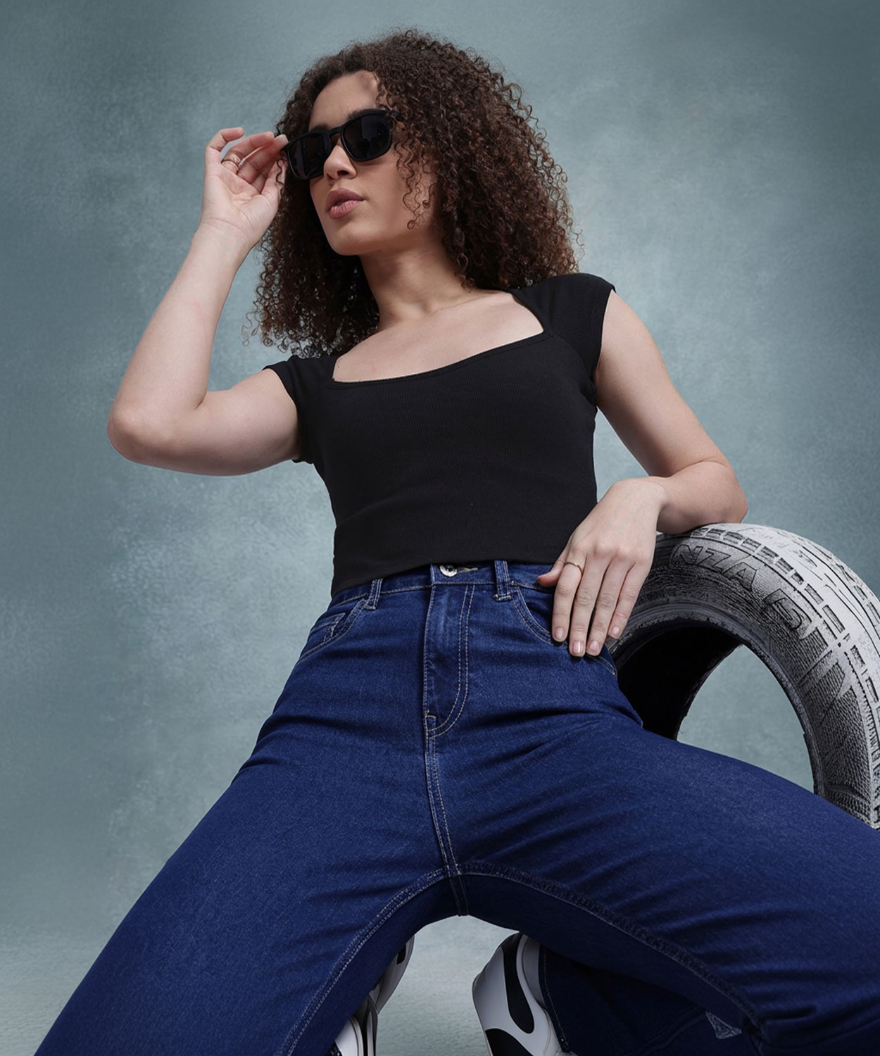 Roadster Casual Extended Sleeves Solid Women Black Top - Image 1