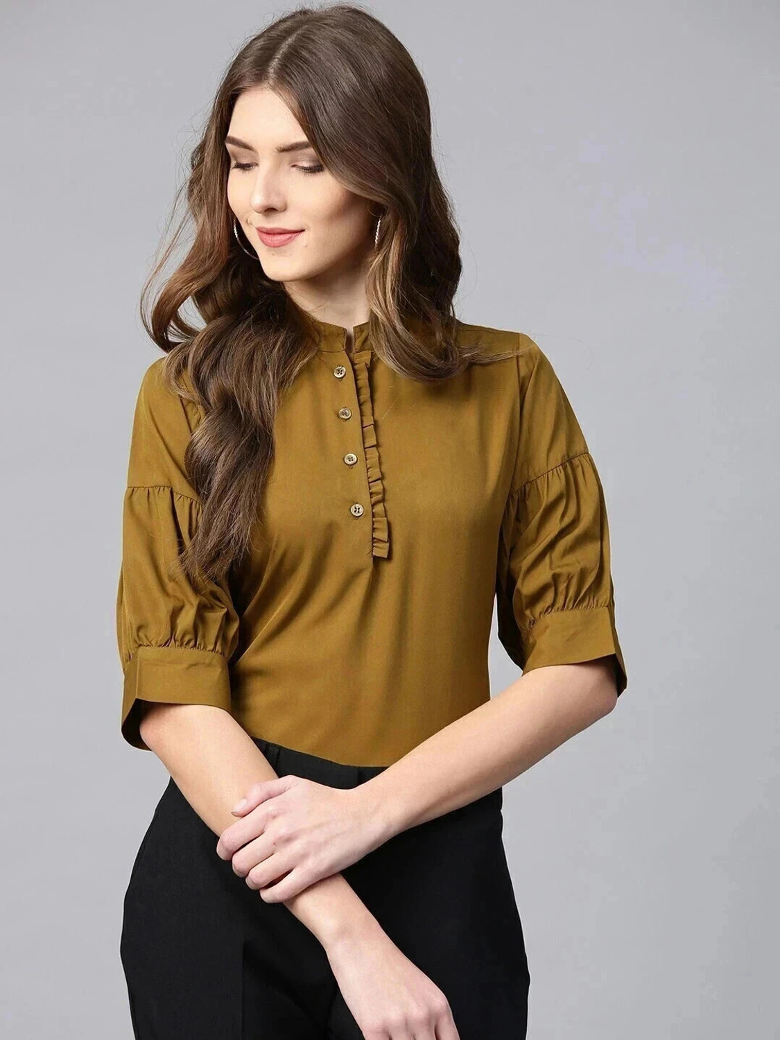 Image of THAWAR JI Casual Regular Sleeves Solid Women Pink Top