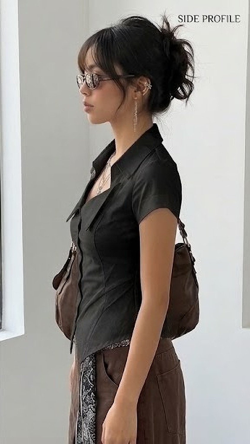 Image of HOMODA Casual Regular Sleeves Solid Women Black Top