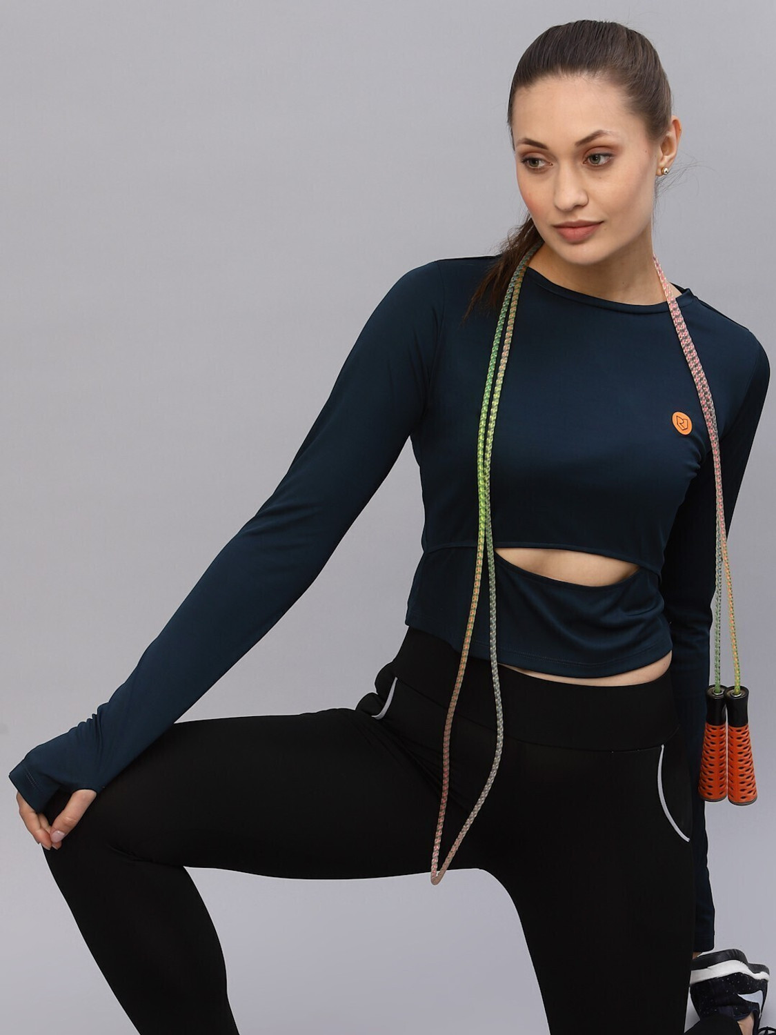 Image of RIGO Casual Regular Sleeves Solid Women Dark Blue Top