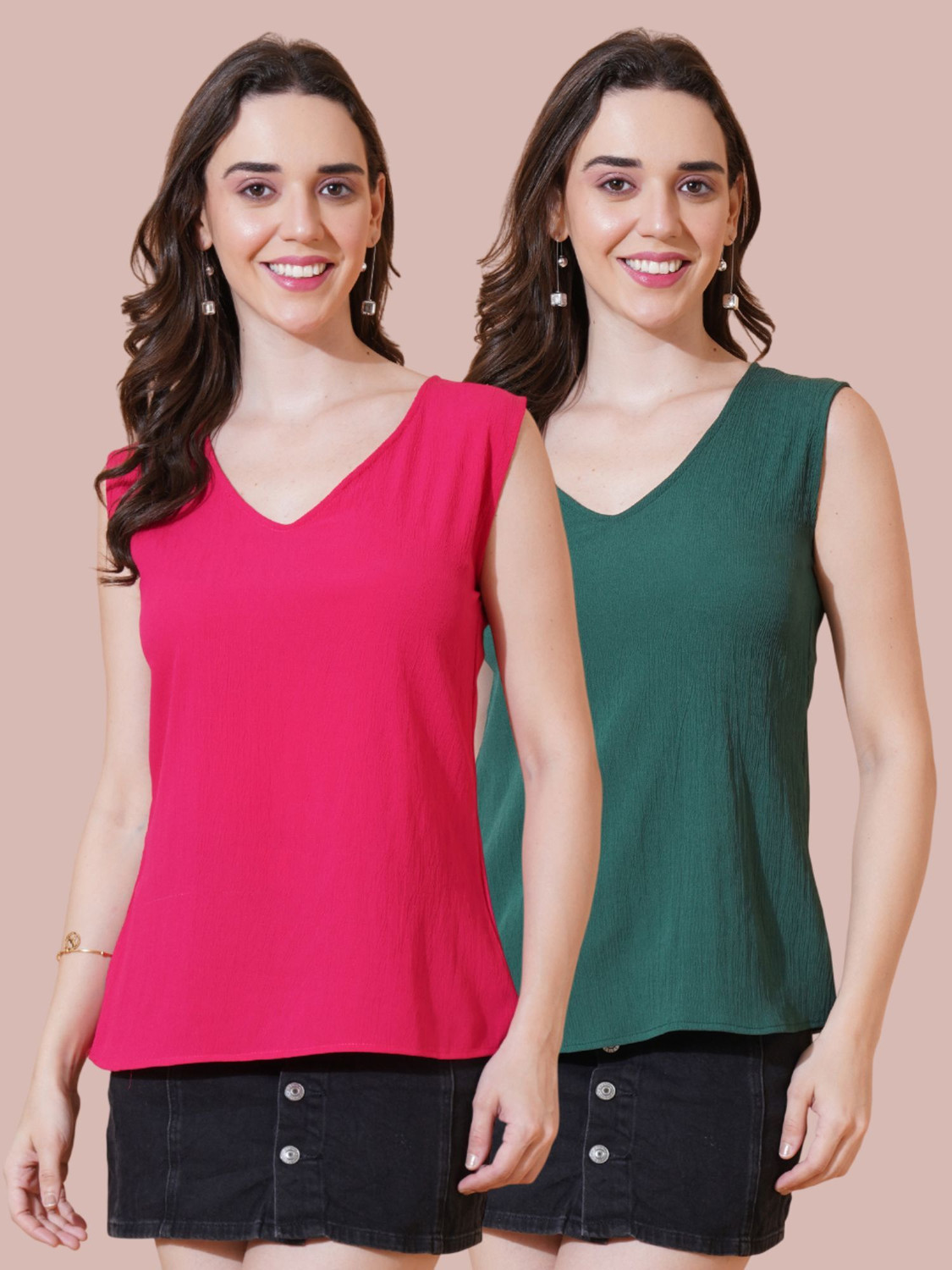 Image of Moda Rapido Casual Puff Sleeves Printed Women Pink Top