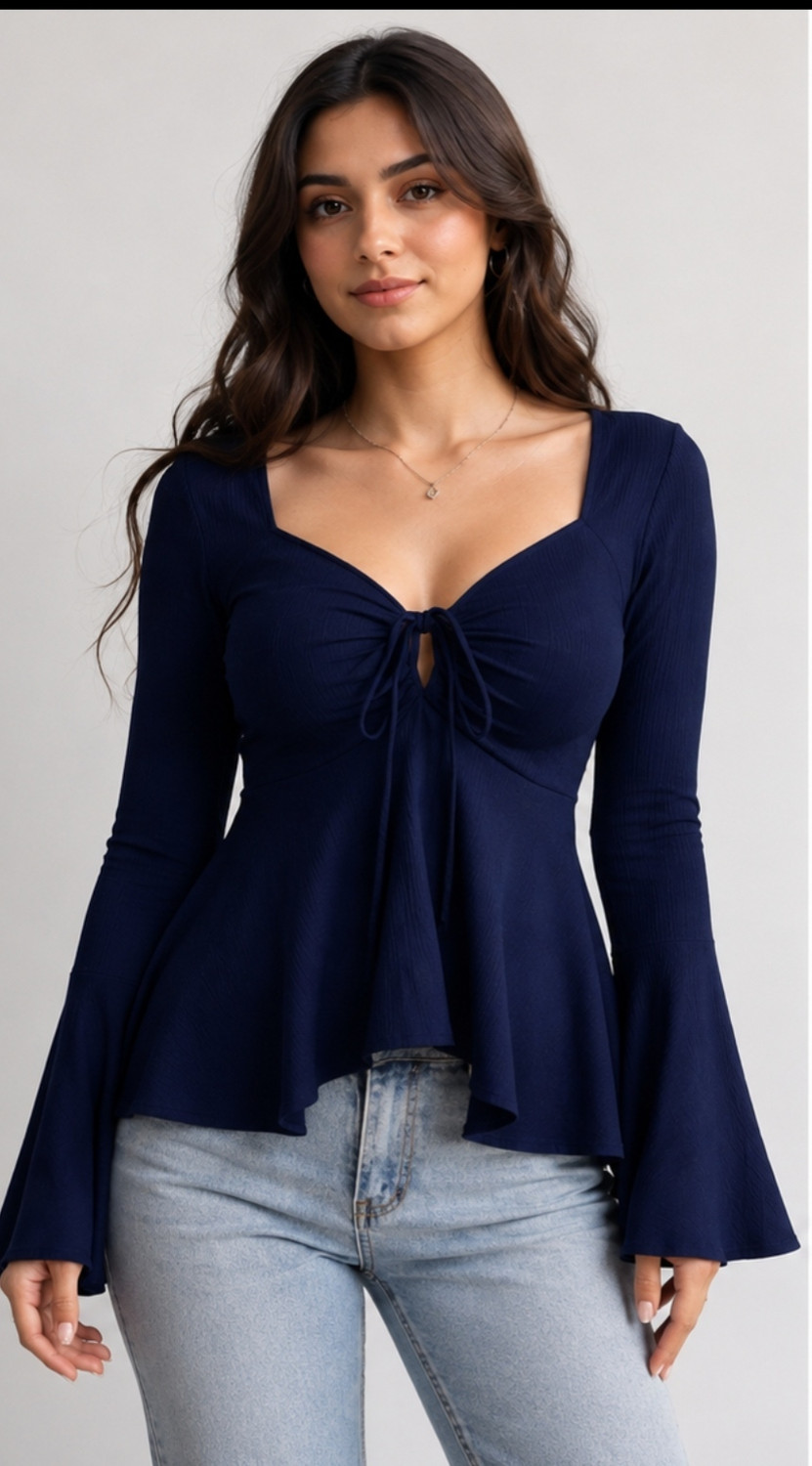 Image of Newaryanexports Casual Bell Sleeves Solid Women Beige Top