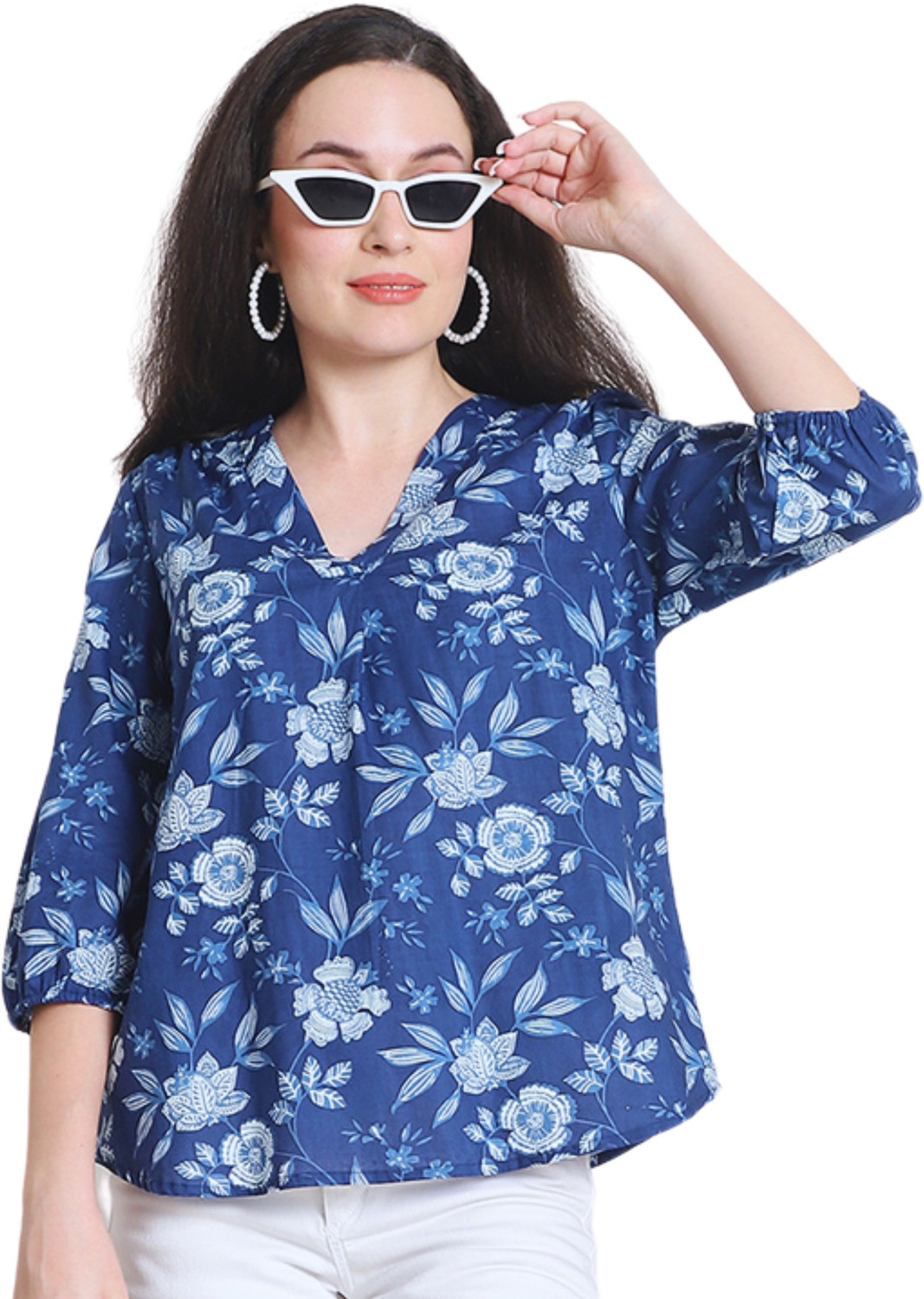 Image of Moda Rapido Casual Puff Sleeves Printed Women Pink Top