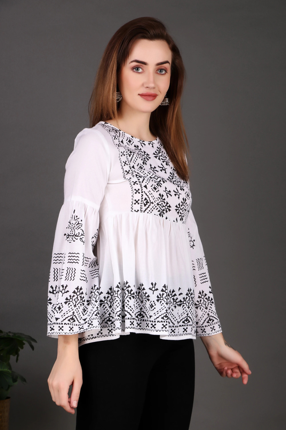 Image of RARE Casual Regular Sleeves Solid Women Black Top