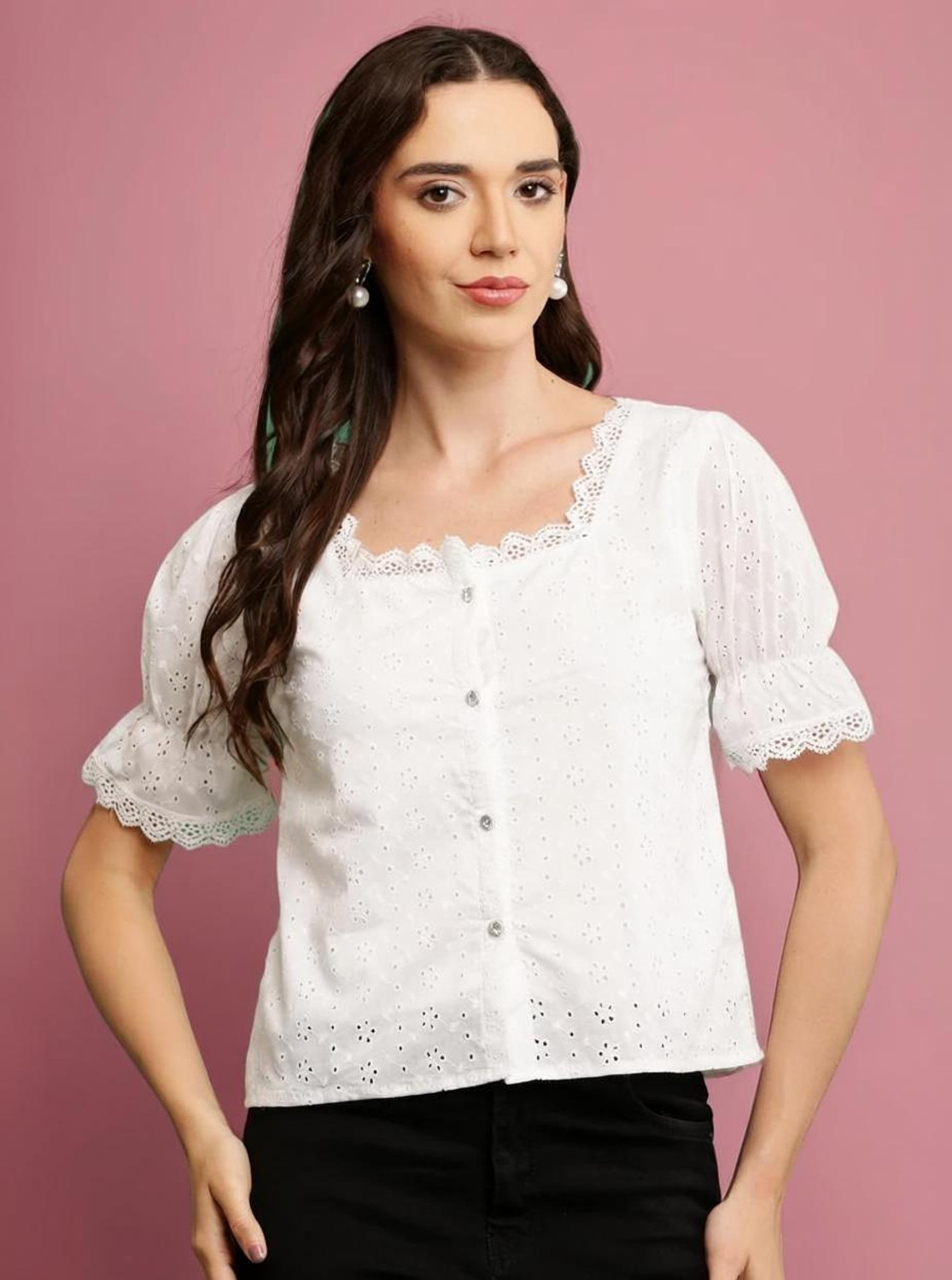 Image of HouseOfCommon Casual Regular Sleeves Striped Women Blue Top