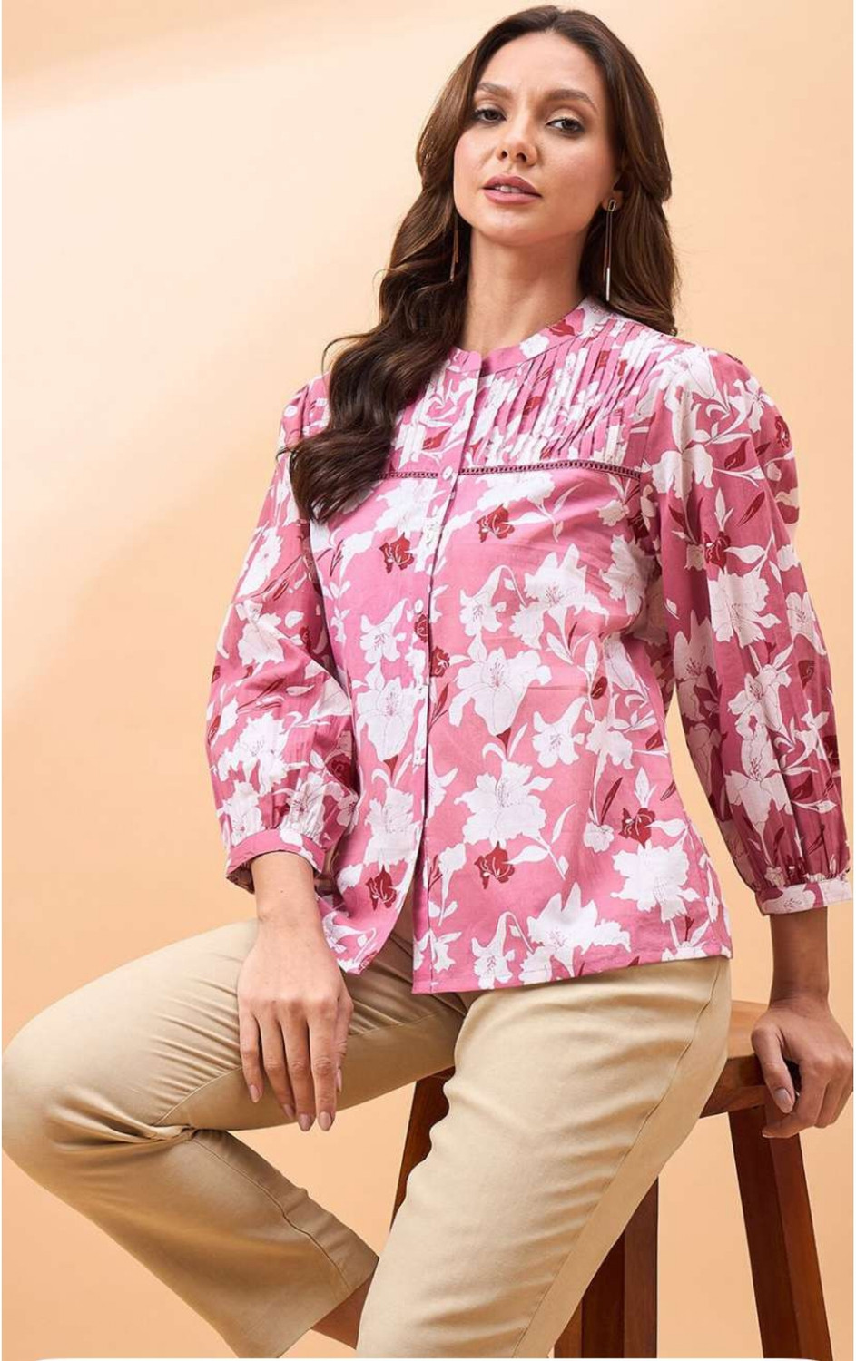 Image of Kavisaa Casual Regular Sleeves Printed Women Multicolor Top