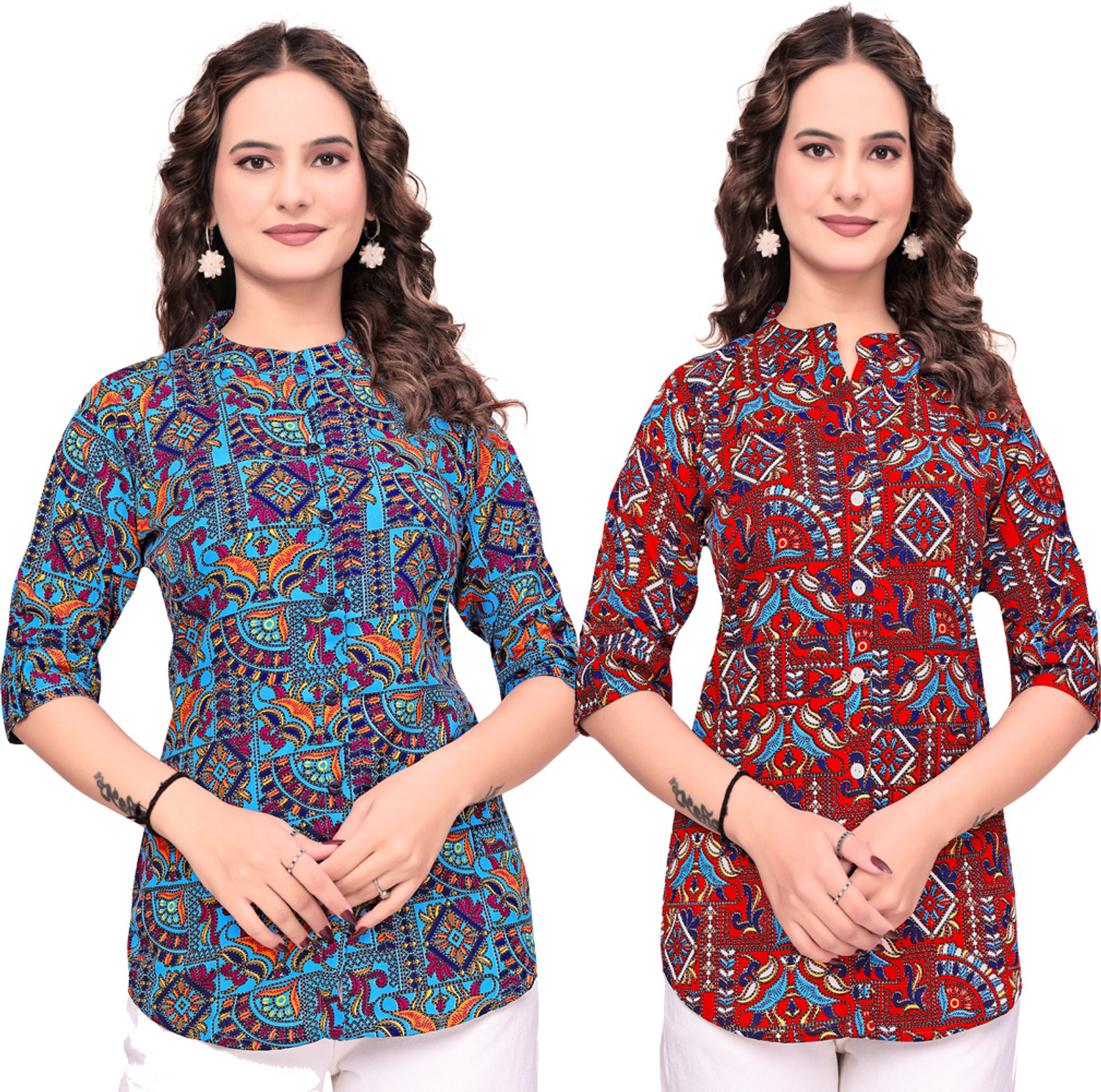 Image of HouseOfCommon Casual Regular Sleeves Striped Women Blue Top