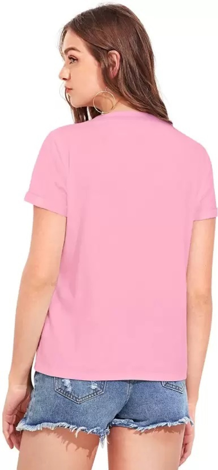 Image of Realglimpse Casual Regular Sleeves Printed Women Pink Top