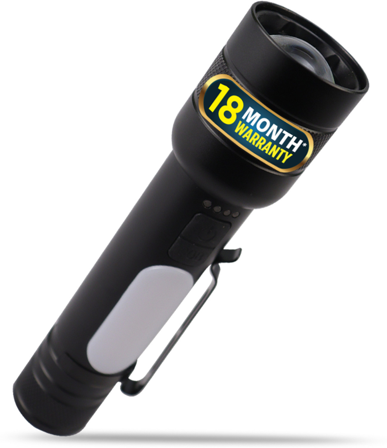 Image of iBELL FL8360S Flashlight, 10W, Multiple Light Modes, Water Resistant, Telescopic Zoom Torch (Black, 16.5 cm, Rechargeable)