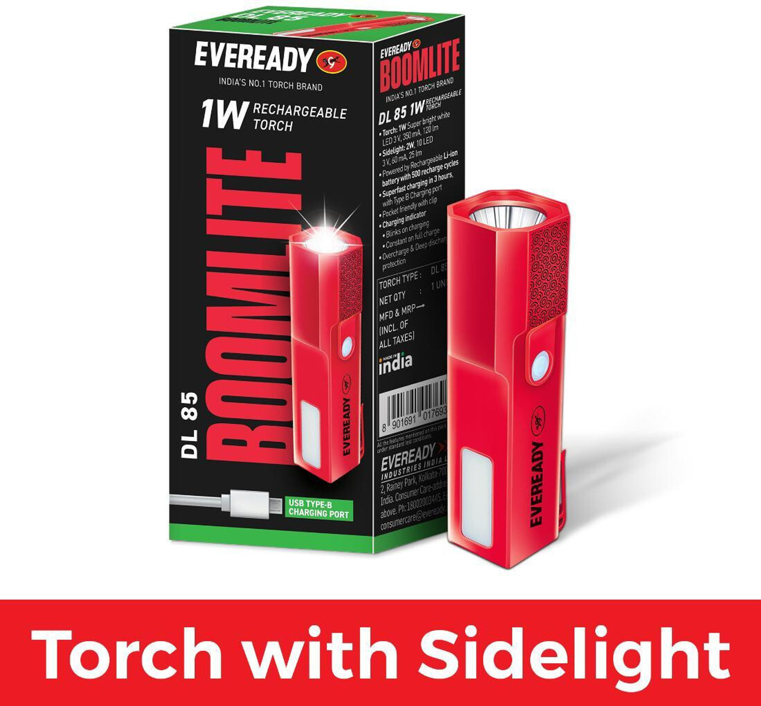 Image of EVEREADY DL105 Zoomstick with Variable Focus Torch (Multicolor, 10 cm, Rechargeable)