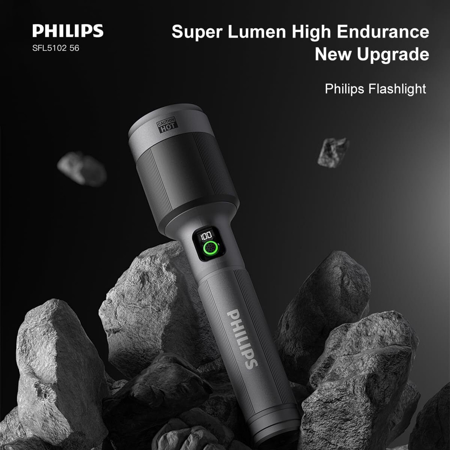 Image of PHILIPS Aircraft Aluminium Alloy, Zoom LED Flashlight - 2500 lm, 9000mAh , SFL5102 /56 Torch (Silver, 29.05 cm, Rechargeable)