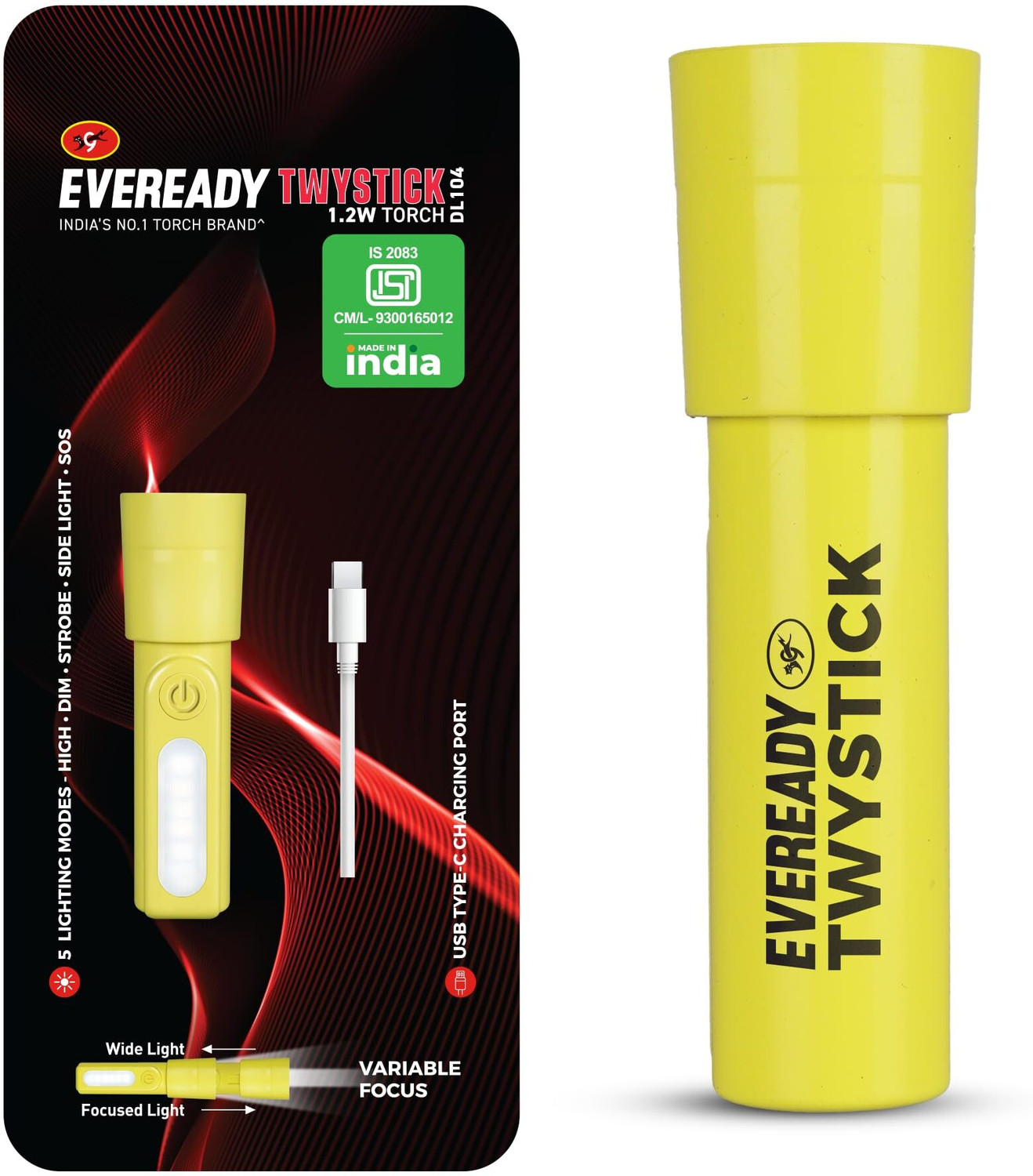Image of EVEREADY DL105 Zoomstick with Variable Focus Torch (Multicolor, 10 cm, Rechargeable)