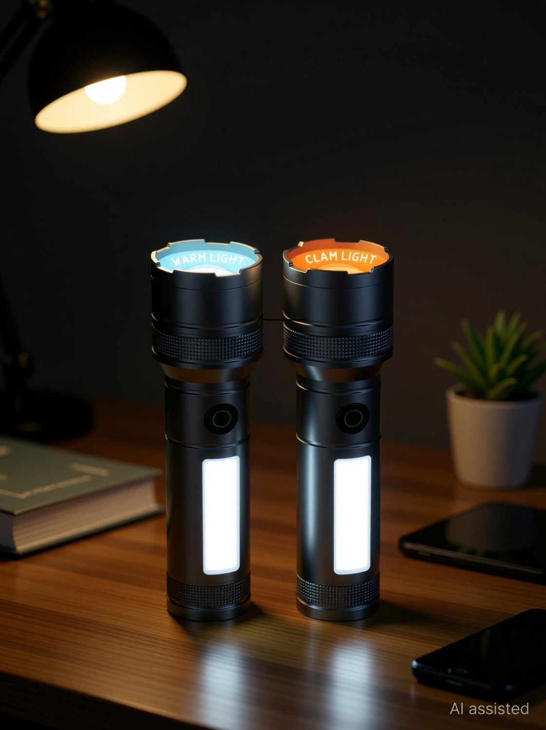 Image of Kay-Joy RL-M16D LED Handheld Flashlight | Type-C Fast Charging | Side COB Light Torch (Grey, 14 cm, Rechargeable)