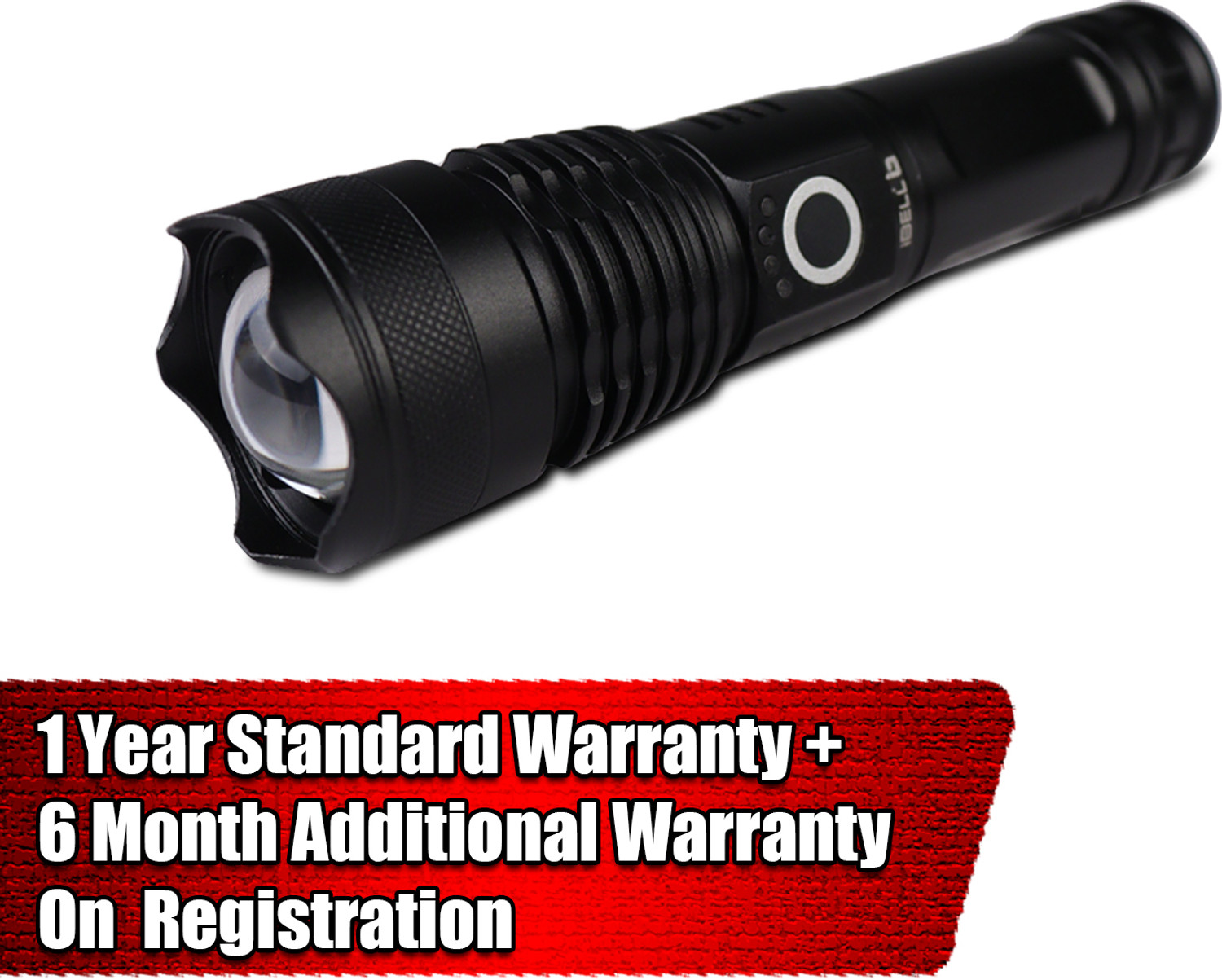 Image of iBELL FL8360S Flashlight, 10W, Multiple Light Modes, Water Resistant, Telescopic Zoom Torch (Black, 16.5 cm, Rechargeable)
