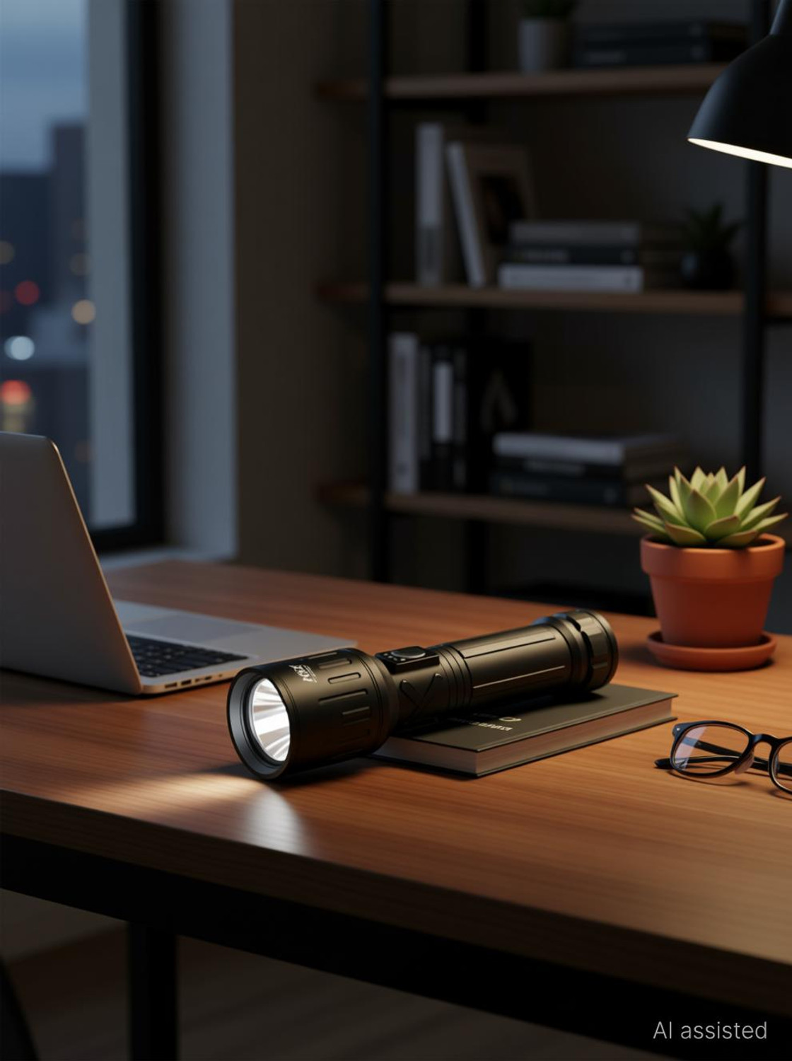 Image of Kay-Joy RL-M17 High Power LED Flashlight - Zoomable Head, Rechargeable 3000mAh Torch (Black, Silver, 16 cm, Rechargeable)