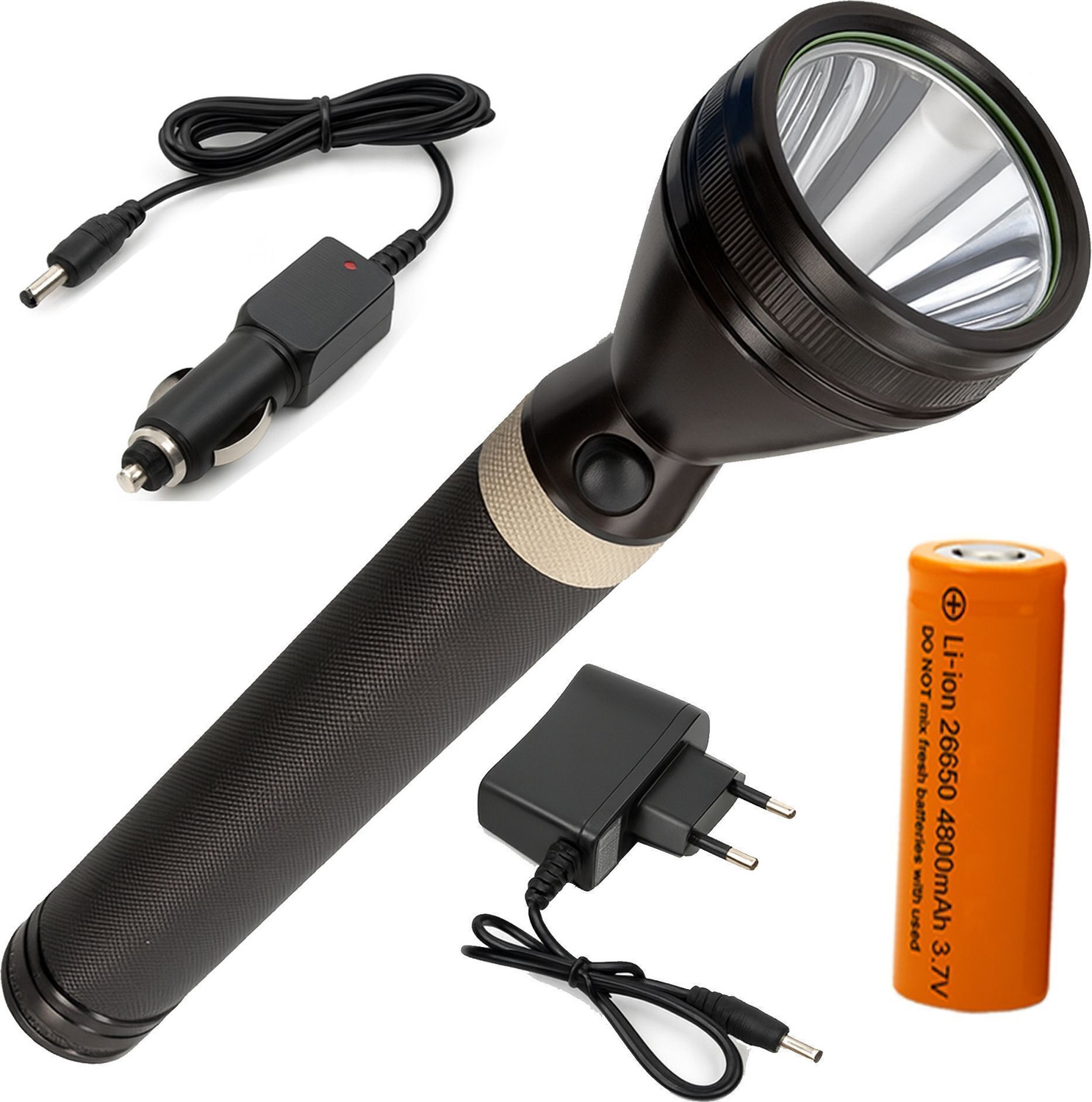 Image of Kay-Joy RL-M16D LED Handheld Flashlight | Type-C Fast Charging | Side COB Light Torch (Grey, 14 cm, Rechargeable)