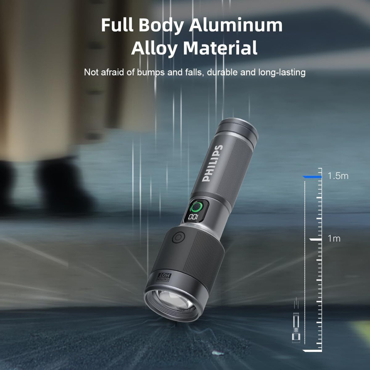 Image of PHILIPS Aircraft Aluminium Alloy, Zoom LED Flashlight - 2500 lm, 9000mAh , SFL5102 /56 Torch (Silver, 29.05 cm, Rechargeable)
