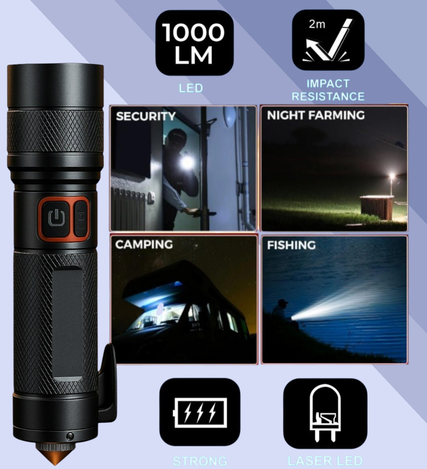 Image of Sagaft A263 Super Bright LED Torch | Portable Flashlight for Camping & Hiking Torch (Multicolor, 11 cm, Rechargeable)