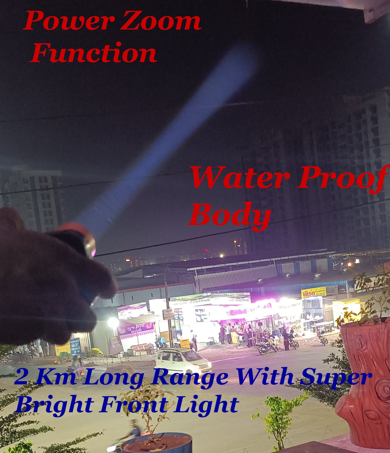Image of MNT Sales 3 Km Long Range Torch With 200 W Bright LED ,3 Modes With Jumbo & Aluminium Body 10 hrs Torch Emergency Light (Multicolor)