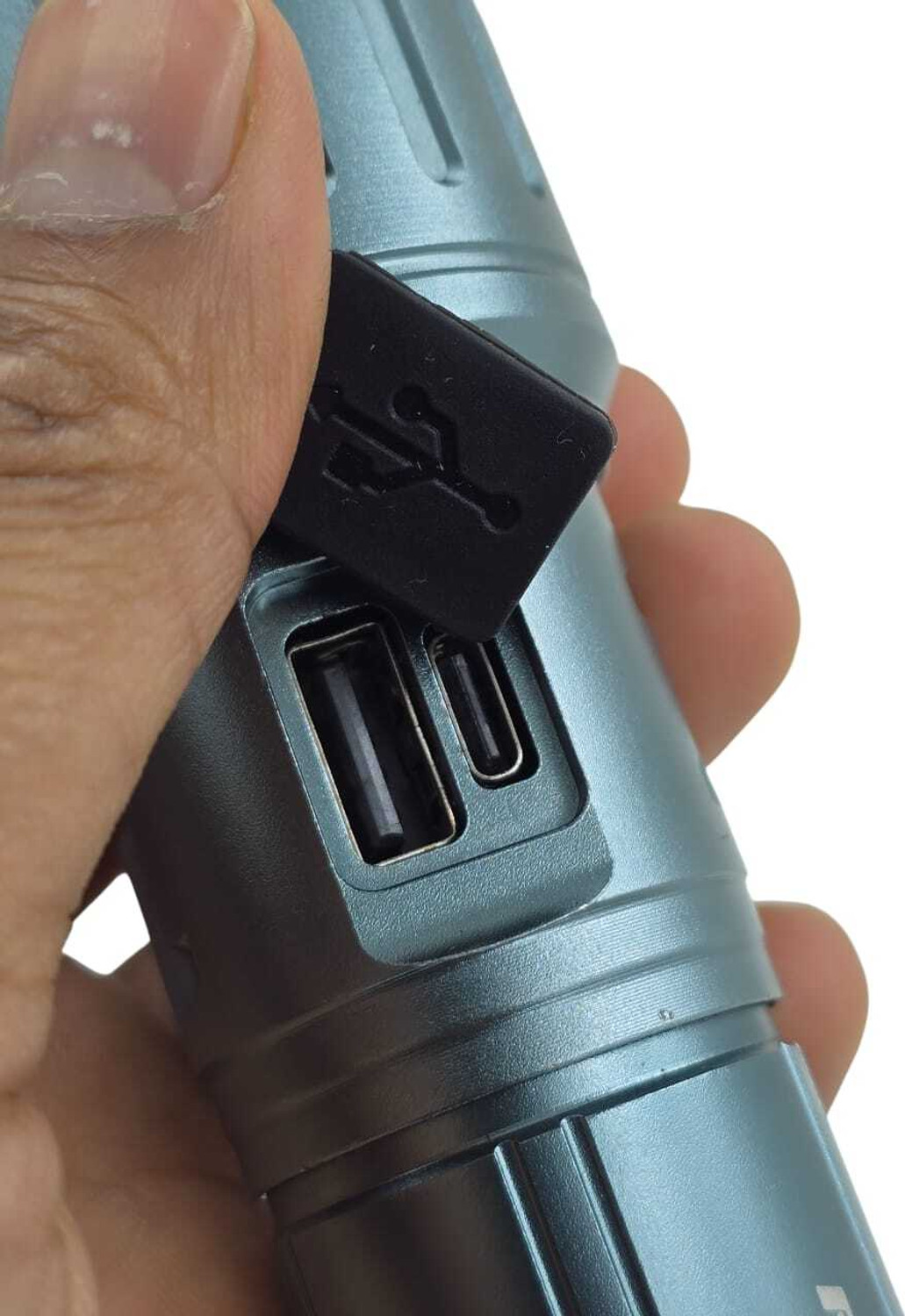 Image of Kay-Joy RL-M17 High Power LED Flashlight - Zoomable Head, Rechargeable 3000mAh Torch (Black, Silver, 16 cm, Rechargeable)