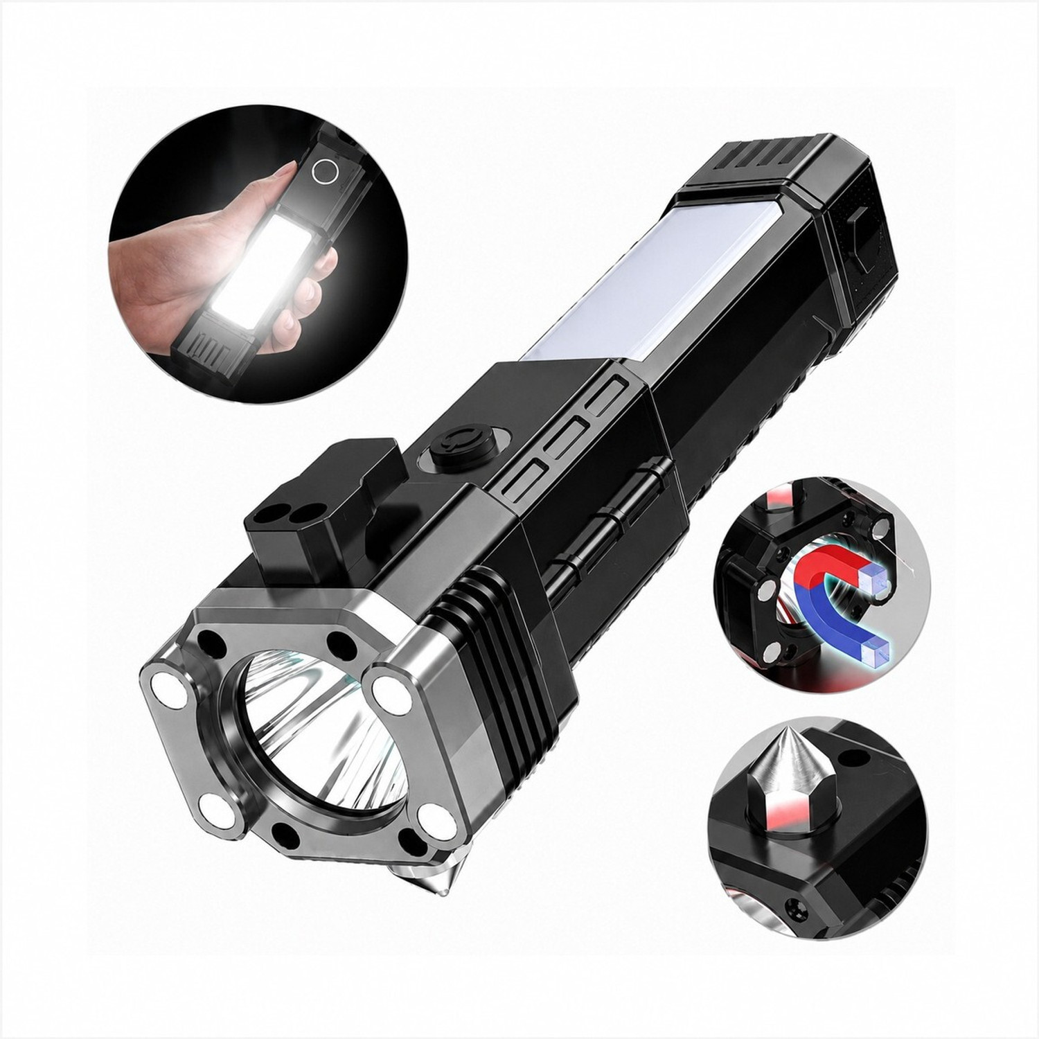 BRZONE B13 Rechargeable Torch, 10 cm, Black - Image 1