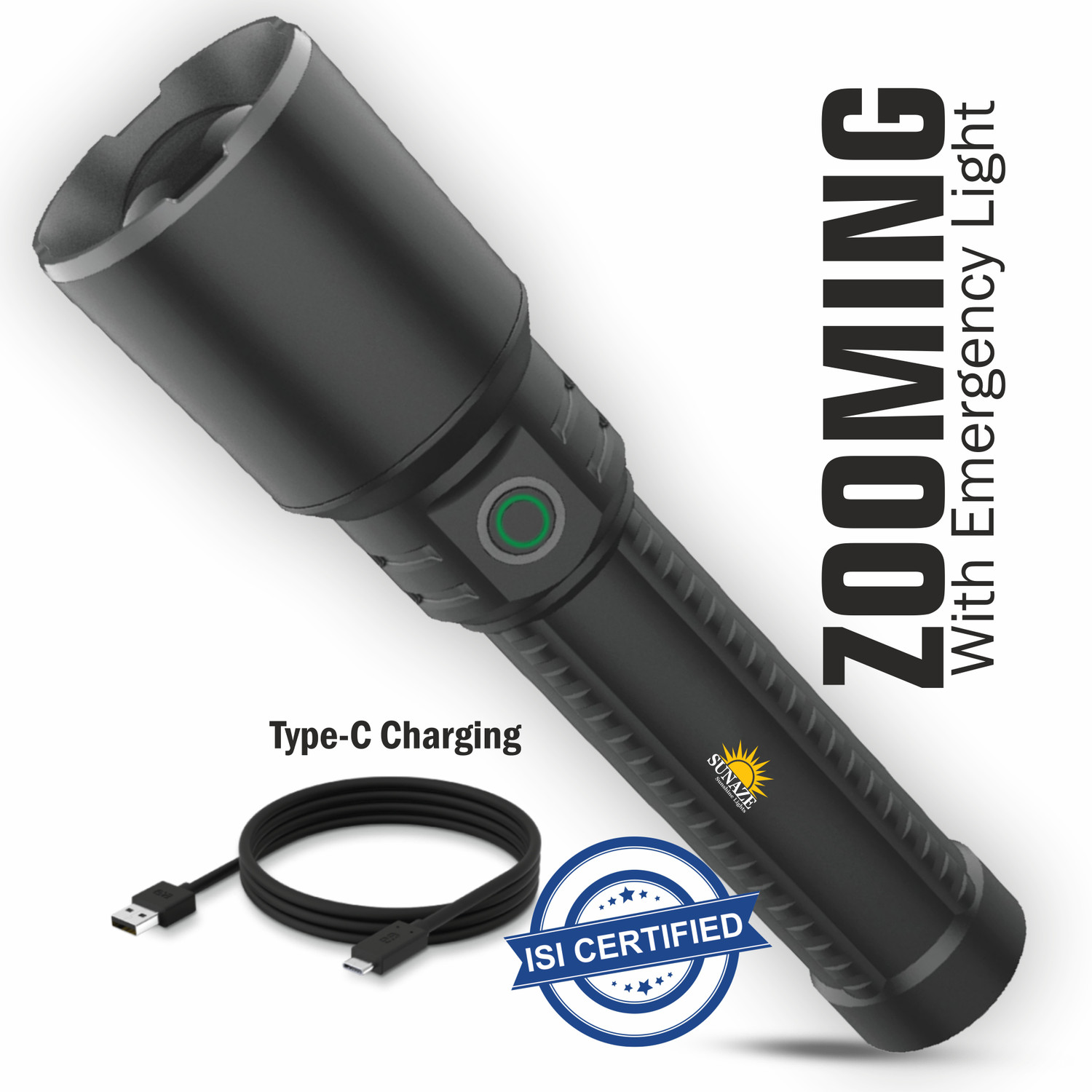 Image of Sagaft A263 Super Bright LED Torch | Portable Flashlight for Camping & Hiking Torch (Multicolor, 11 cm, Rechargeable)
