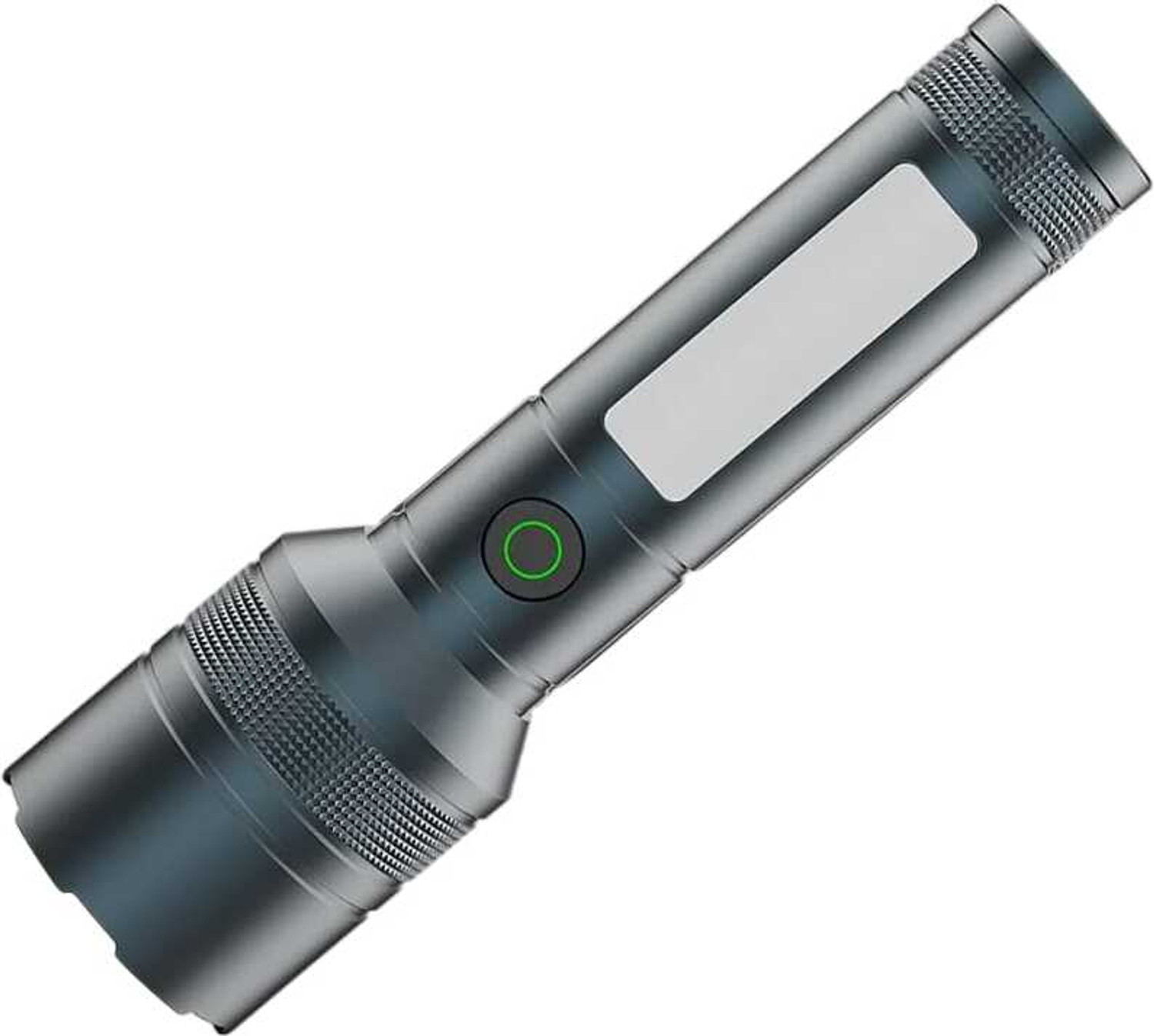 Image of Kay-Joy RL-M16D LED Handheld Flashlight | Type-C Fast Charging | Side COB Light Torch (Grey, 14 cm, Rechargeable)