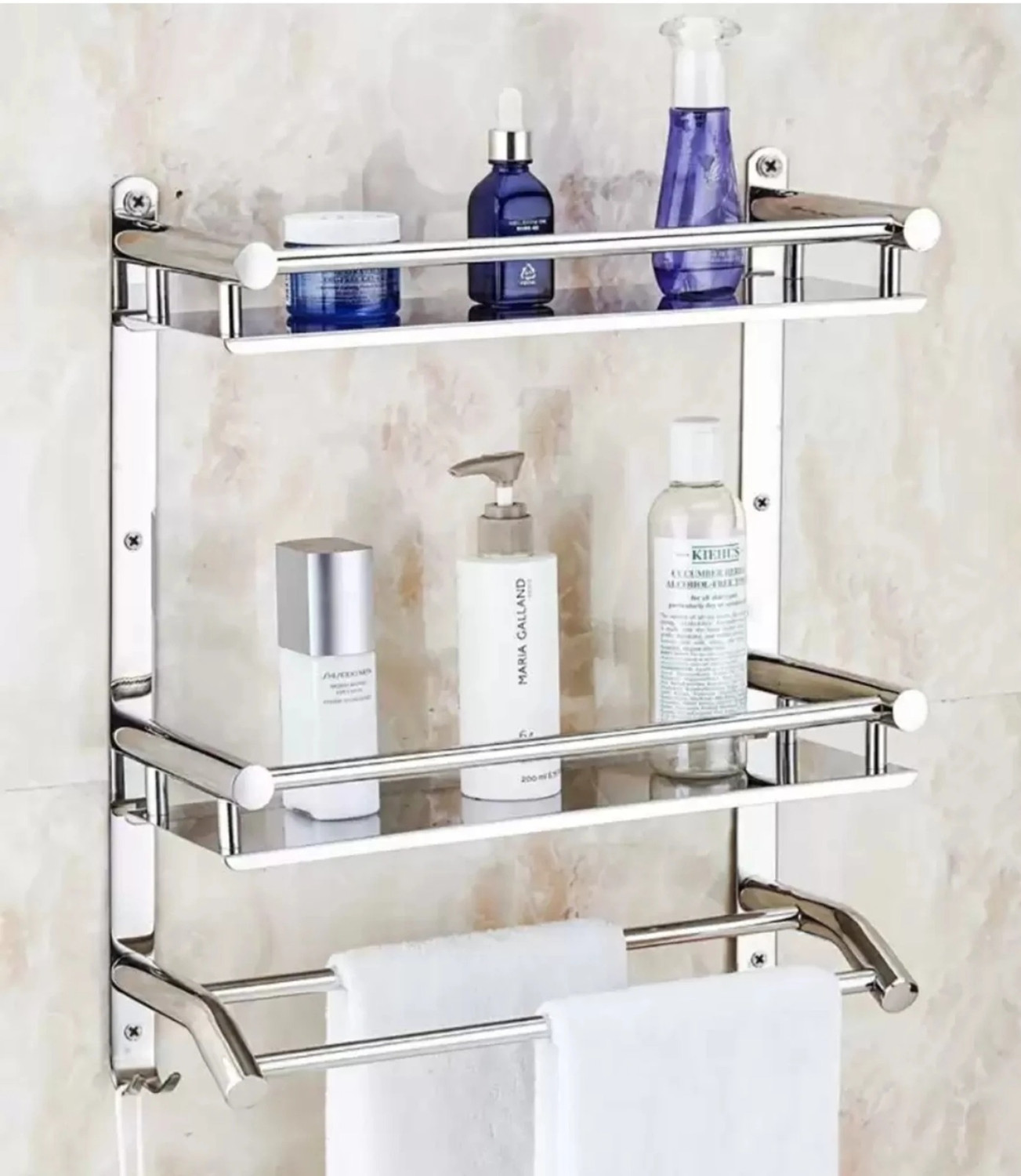 Image of IMPULSE Pitru Premium Stainless Steel Folding Towel Rack /Towel Stand /Hanger /Bathroom Accessories(18 Inches) Chrome Plated Towel Holder (Stainless Steel)