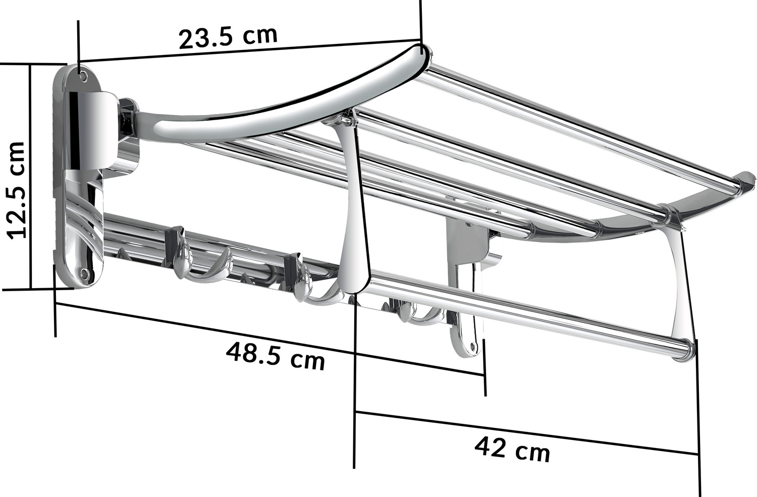 Image of IMPULSE Pitru Premium Stainless Steel Folding Towel Rack /Towel Stand /Hanger /Bathroom Accessories(18 Inches) Chrome Plated Towel Holder (Stainless Steel)