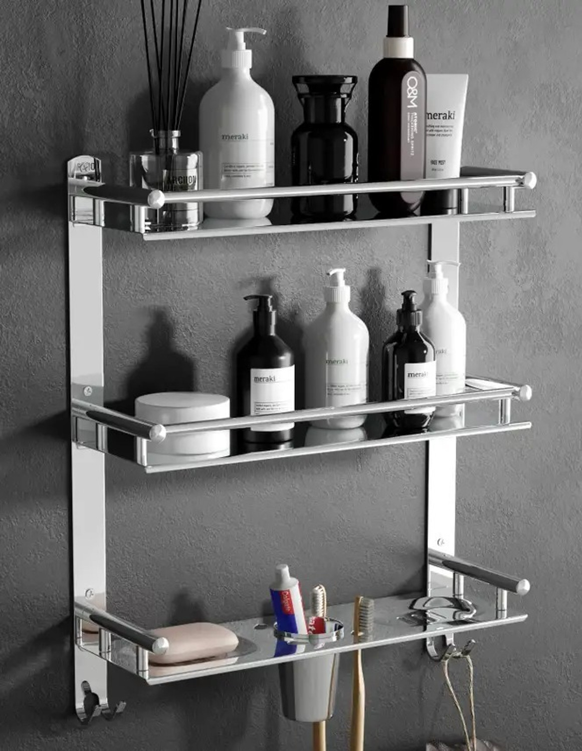 Image of Plantex Towel Holder for Bathroom /18 Inch Towel Rack /Towel Hanger /Towel Stand- (AU-08) Silver - Chrome Towel Holder (Brass)