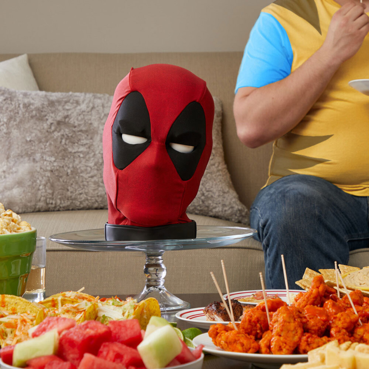 Image of MARVEL Deadpool's Head Premium Interactive Head Toy Accessory (Collectible Multicolor)