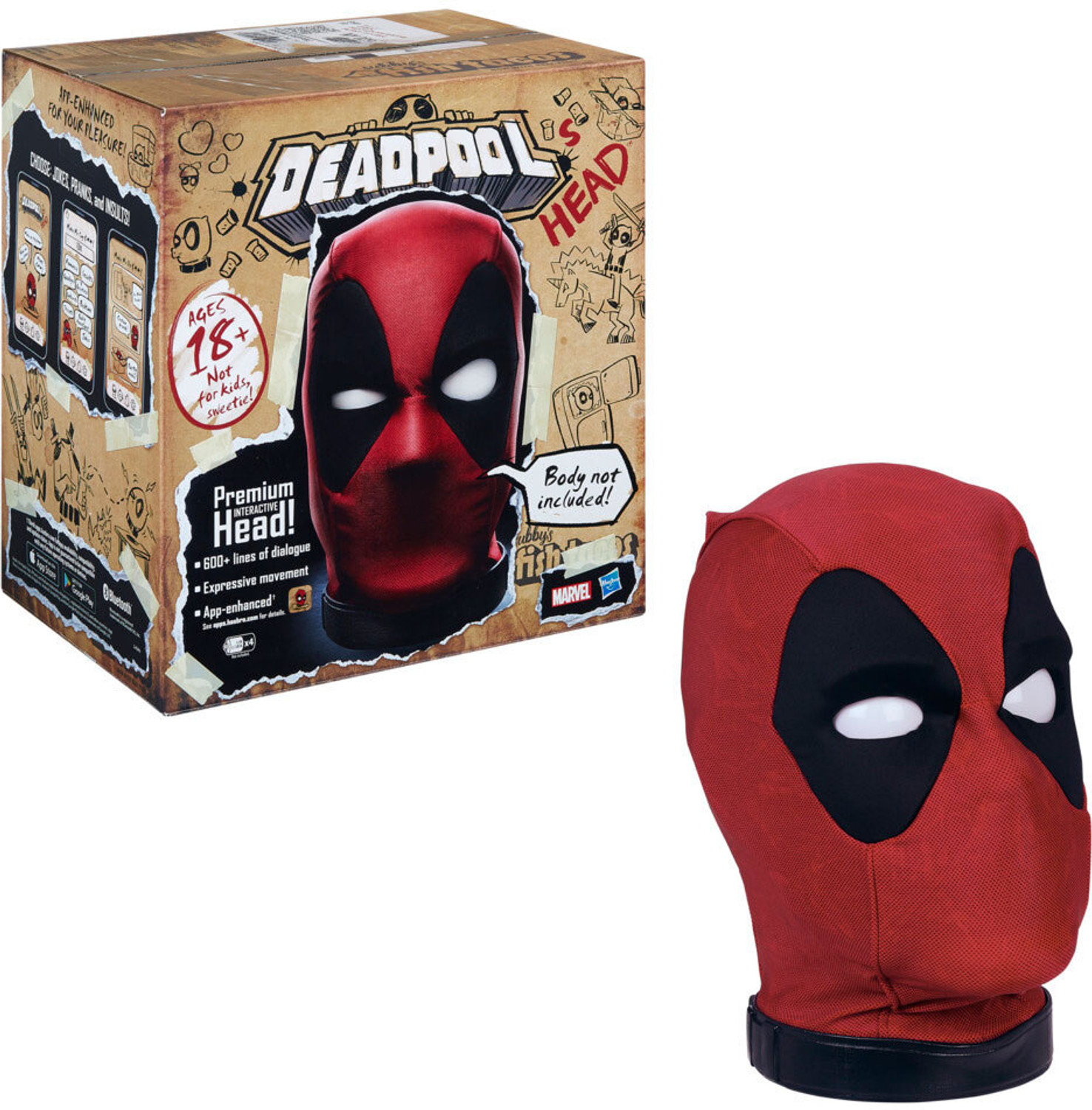 Image of MARVEL Deadpool's Head Premium Interactive Head Toy Accessory (Collectible Multicolor)