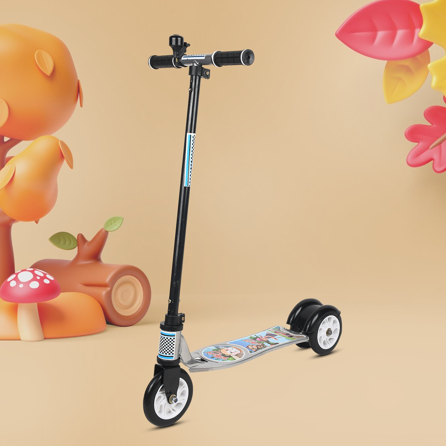 Image of TOYSHOPPEE Cycle Skate Scooter for Kids Foldable Kick Skating Scoty scooty for kids tricycle skate scoty baby baoy and baby girls Tricycle (Blue)